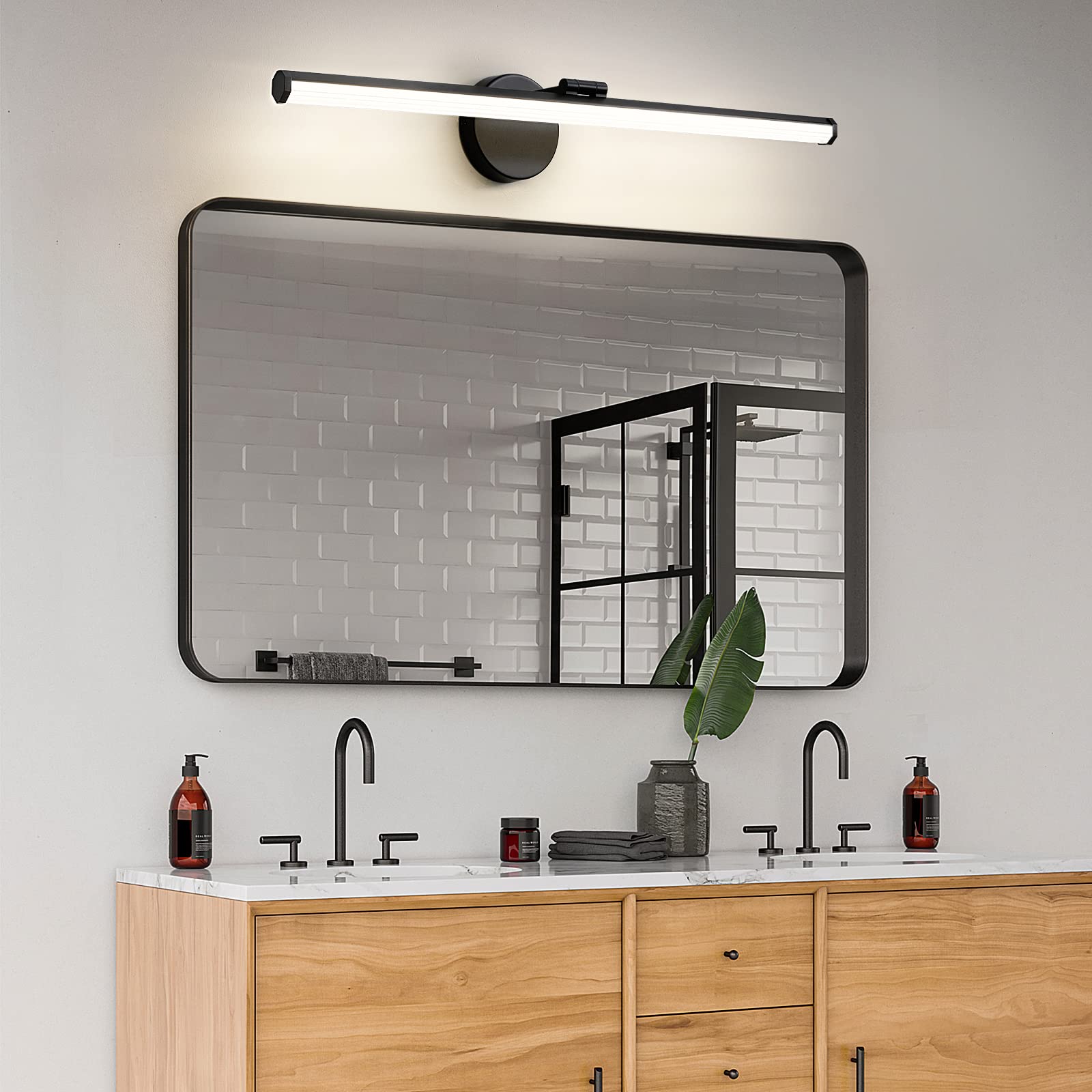 KAISITE Bathroom Light Fixture Over Mirror - 30 Inch Black Vanity Light 24W 4000K Dimmable Modern LED Bathroom Lighting Fixture Rotatable Bath Vanity Light Bar for Bathroom