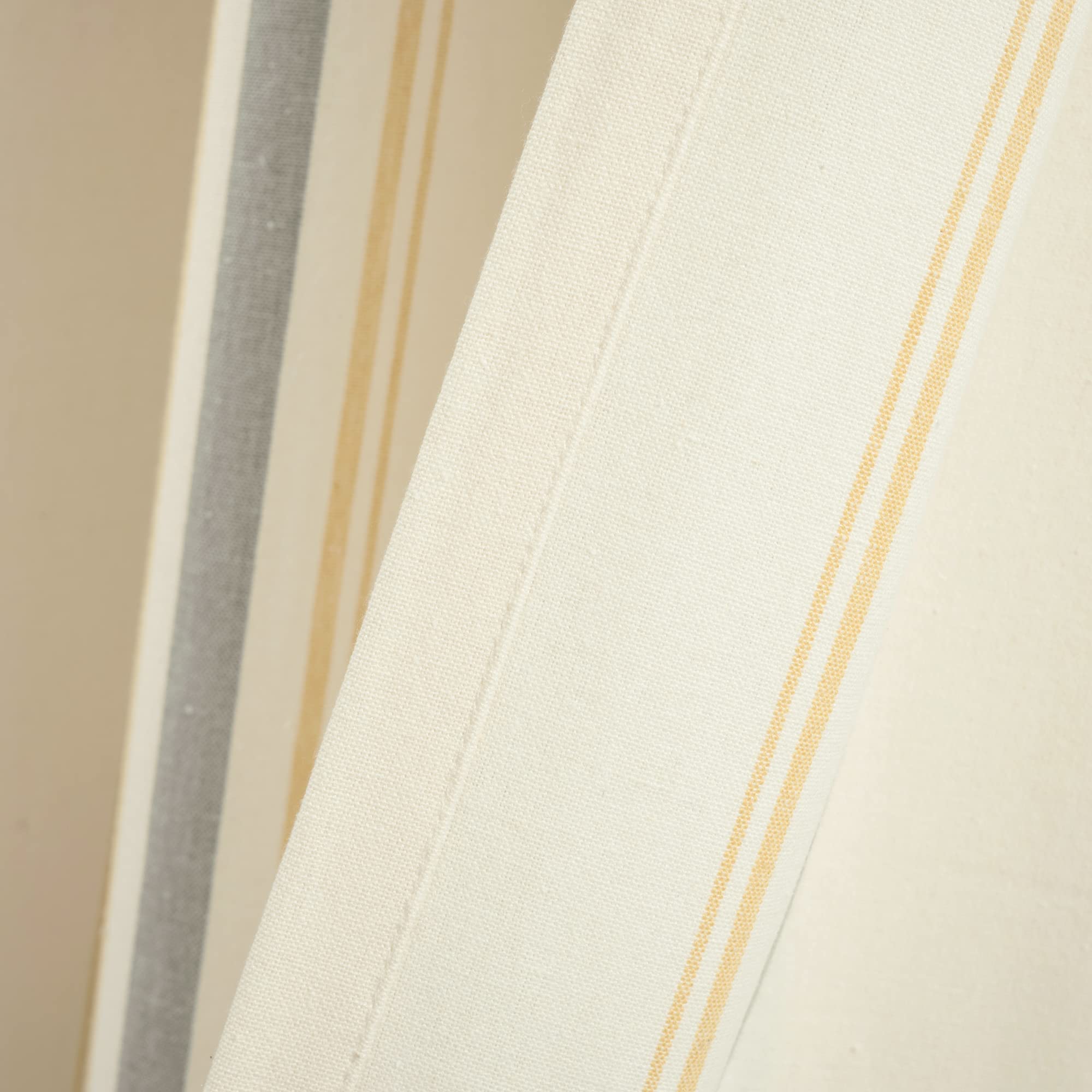 Lush Decor Farmhouse Stripe Yarn Dyed Eco-Friendly Recycled Cotton Window Curtain Panel Pair, 42" W x 95" L, Yellow & Gray - Classic Modern Rustic Charm - Eco Friendly Cotton Fabric