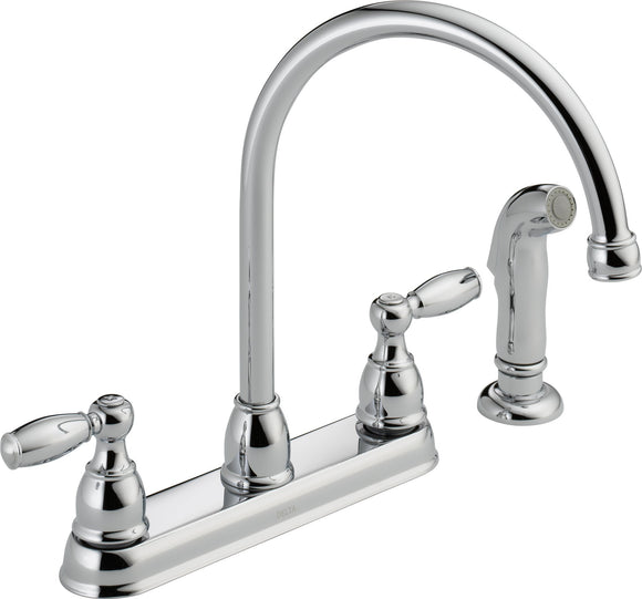 Delta Faucet 21988LF Two Handle Kitchen Faucet with Spray, Chrome