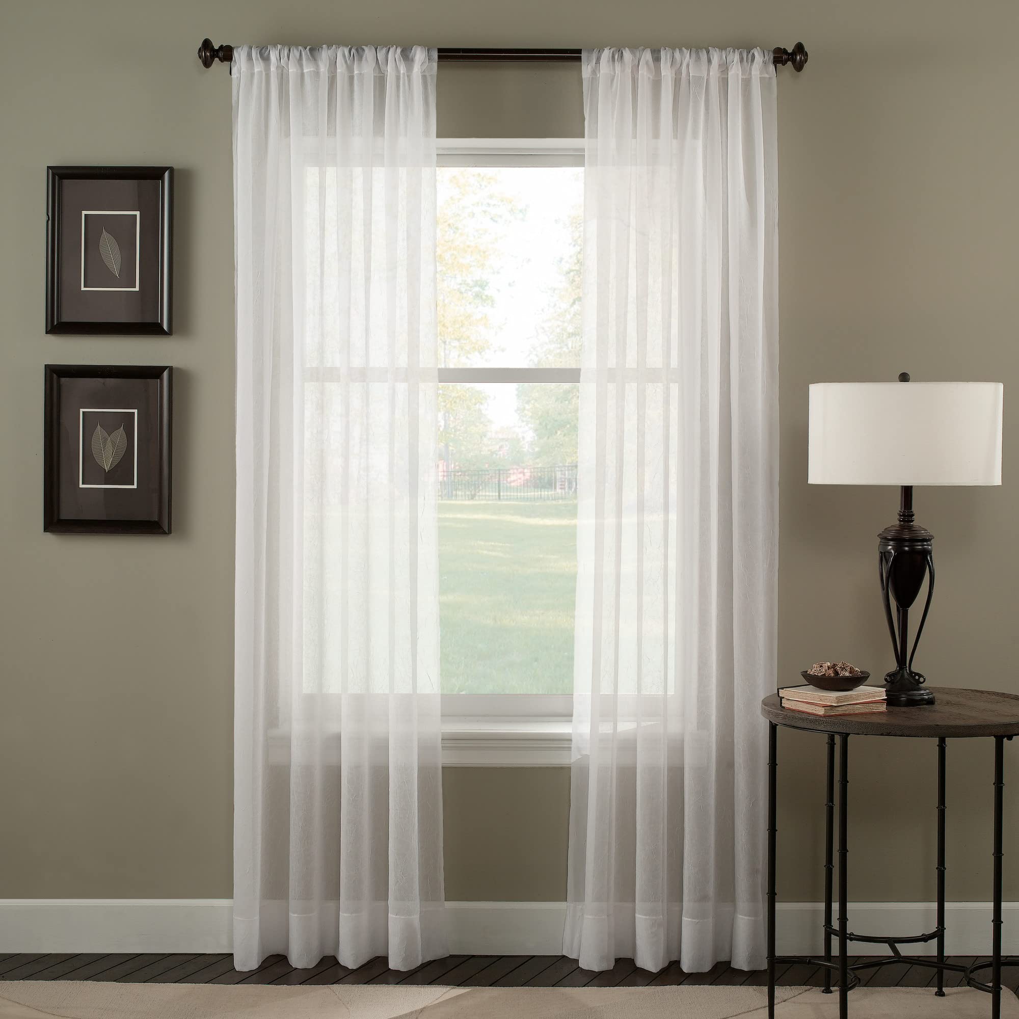 Curtainworks Trinity Crinkle Voile Sheer Curtain Panel, 51 x 95 in, Winter