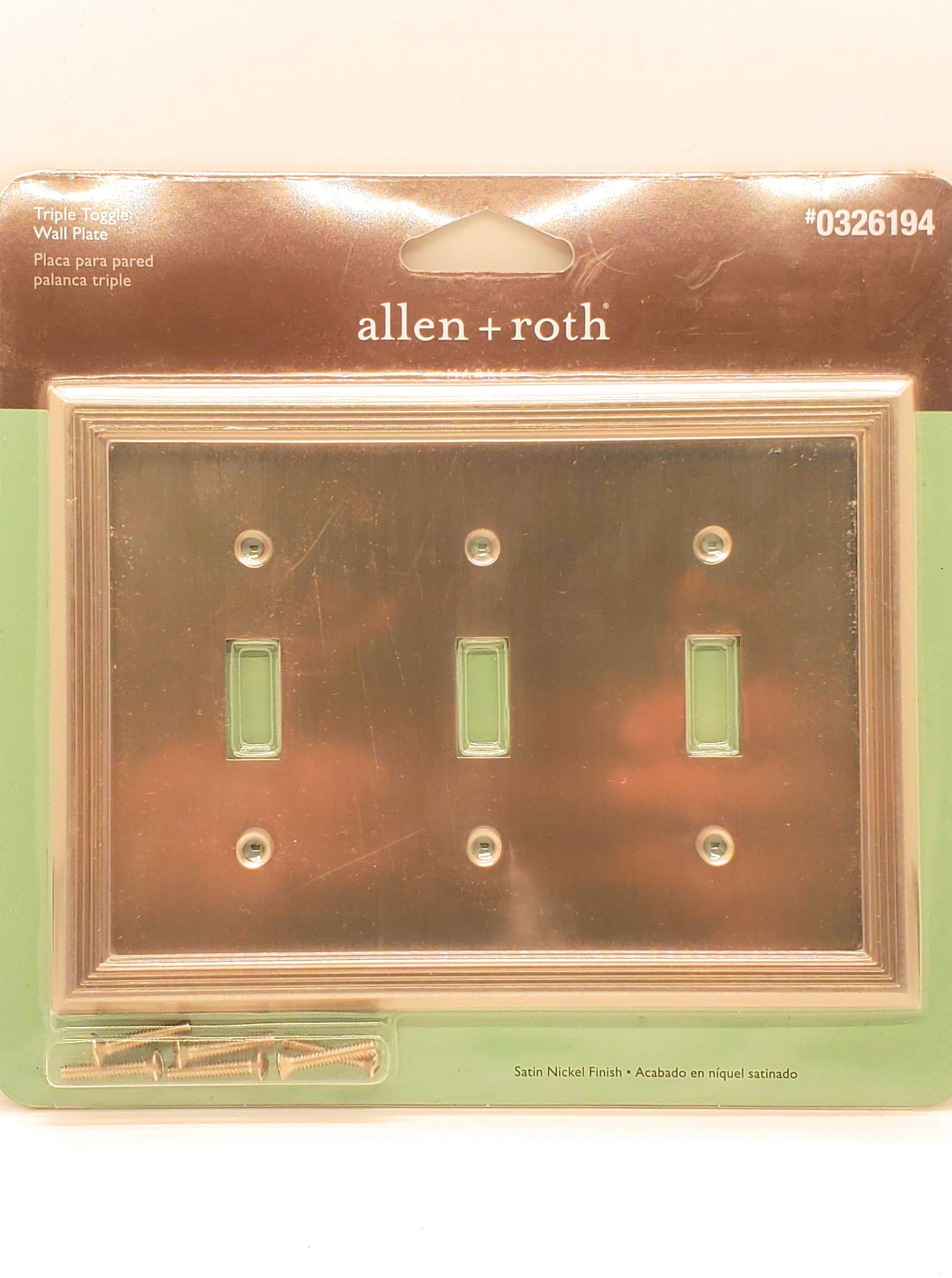 Allen Roth Satin Nickel Tripple Toggle Metal Wall Plate - 326194