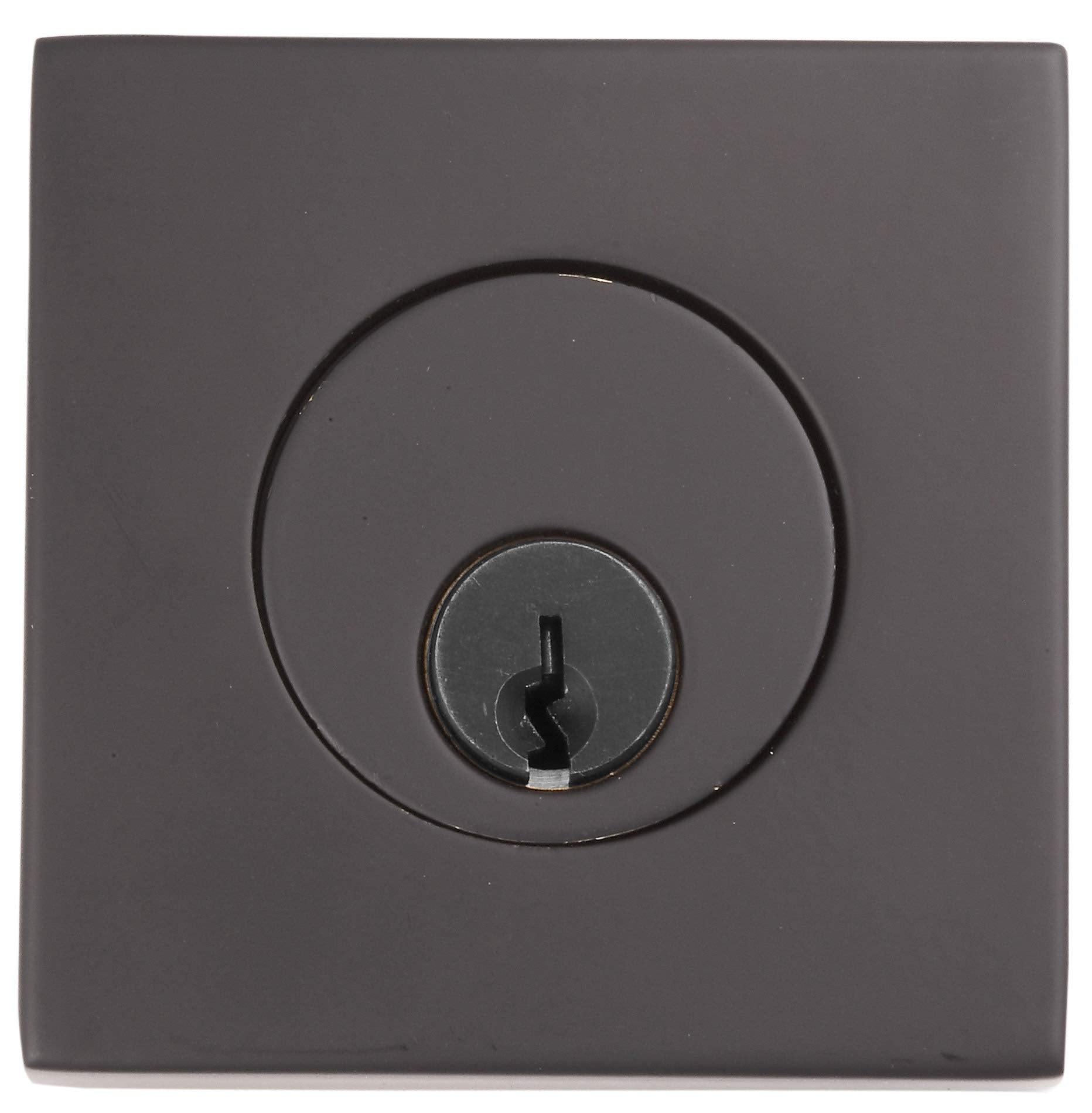 Emtek 8369 Square Style Brass Modern Double Cylinder Deadbolt, Flat Black