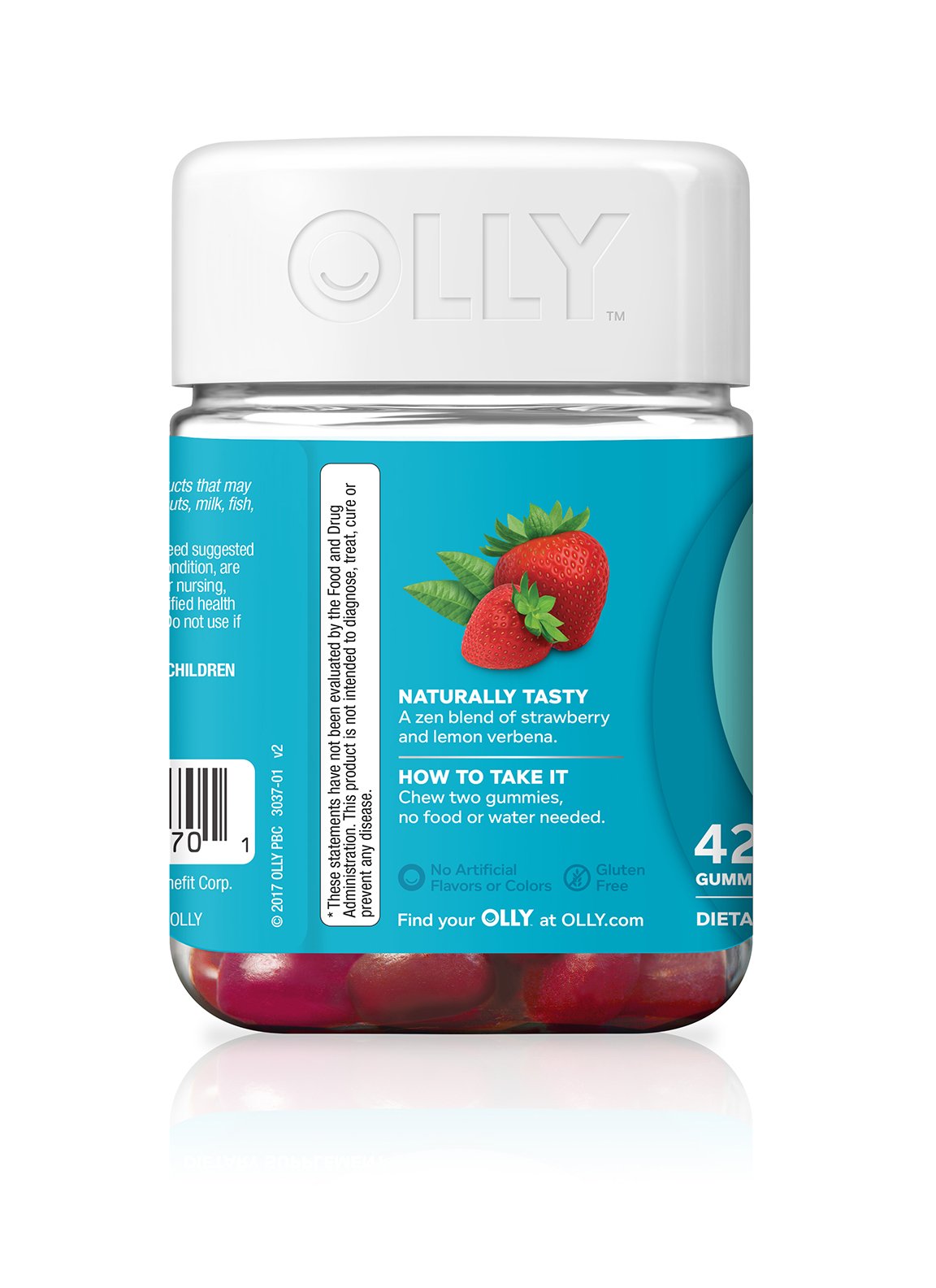 OLLY Goodbye Stress Gummy Supplement, with GABA, L-THEANINE and Lemon Balm; Berry Verbena; 42 Count, 21 Day Supply (Packaging May Vary)