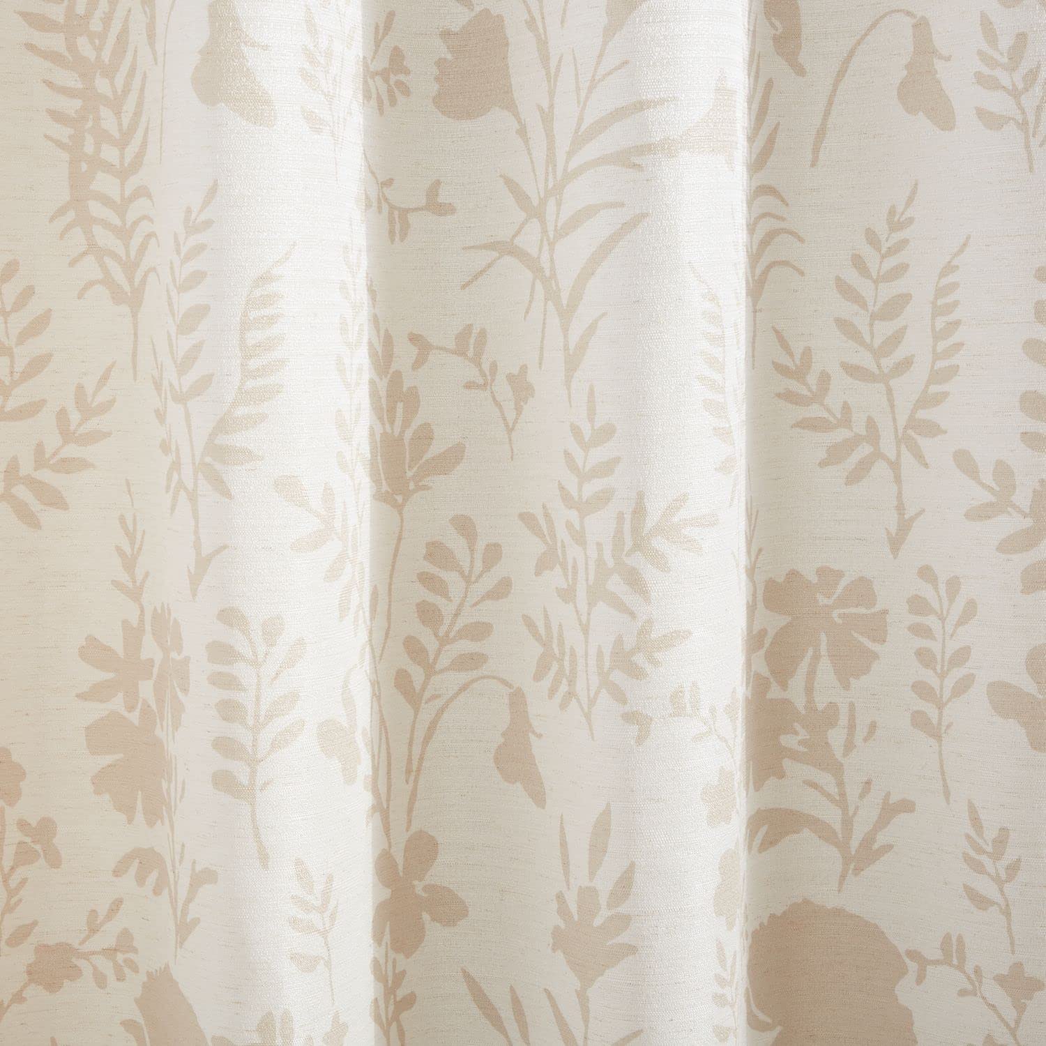 Exclusive Home Silhouette Floral Light Filtering Grommet Top Curtain Panel Pair, 54"x96", Natural, Set of 2