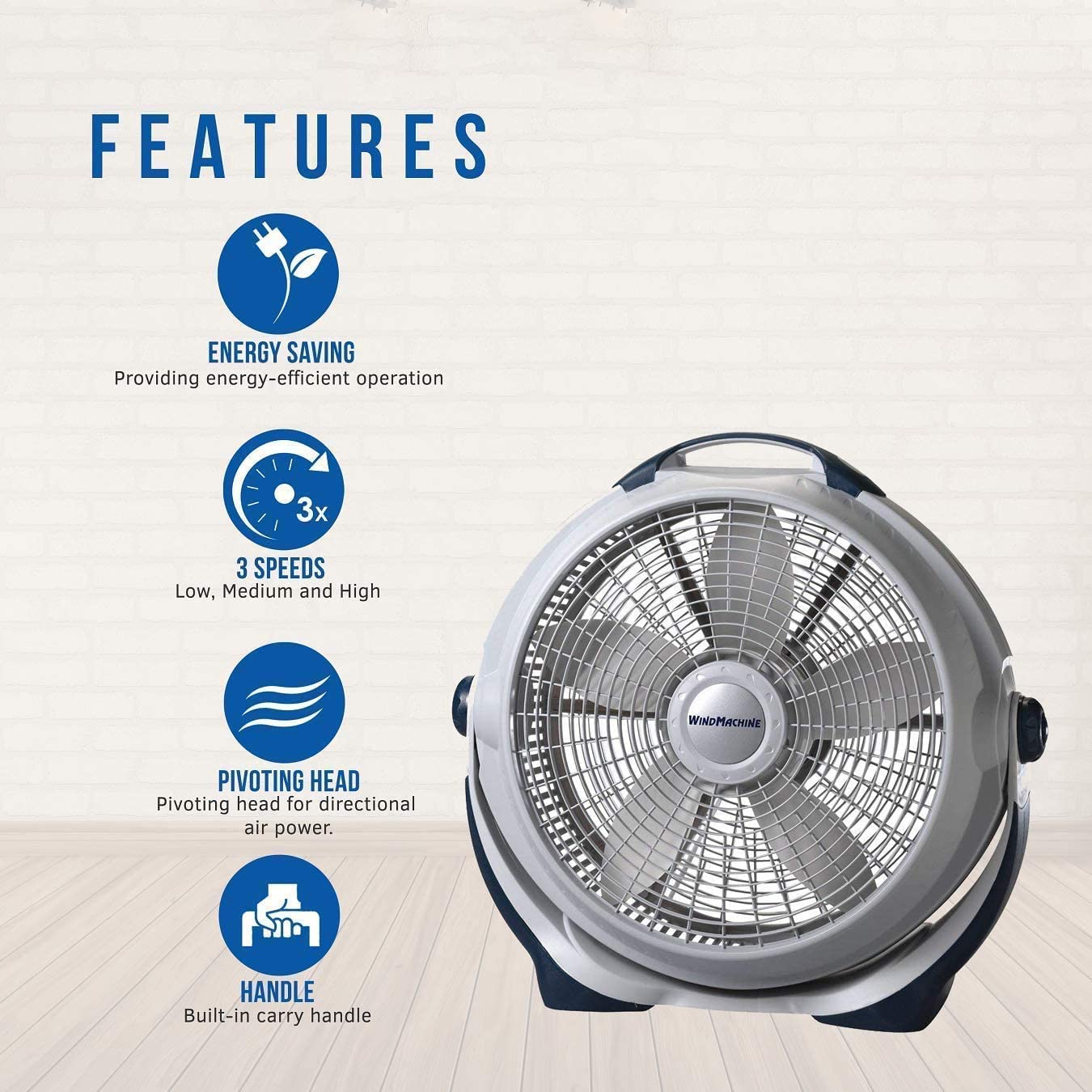 Lasko 20" Wind Machine Air Circulator, Gray A20301