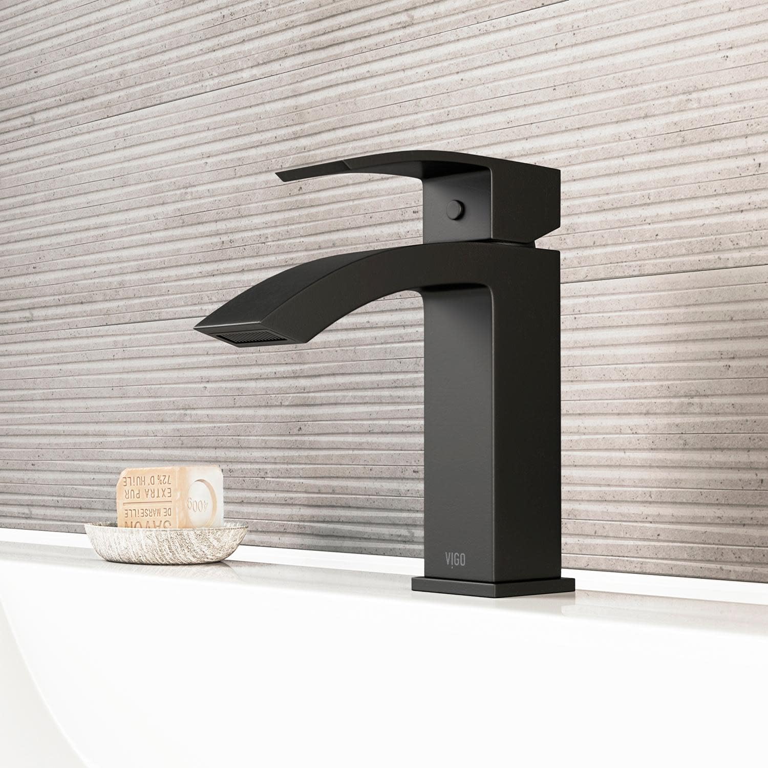 VIGO VG01015MB 7" H Satro Matte Black Single-Handle Single Hole Vessel Deck-Mount WaterSense Waterfall Bathroom Sink Faucet