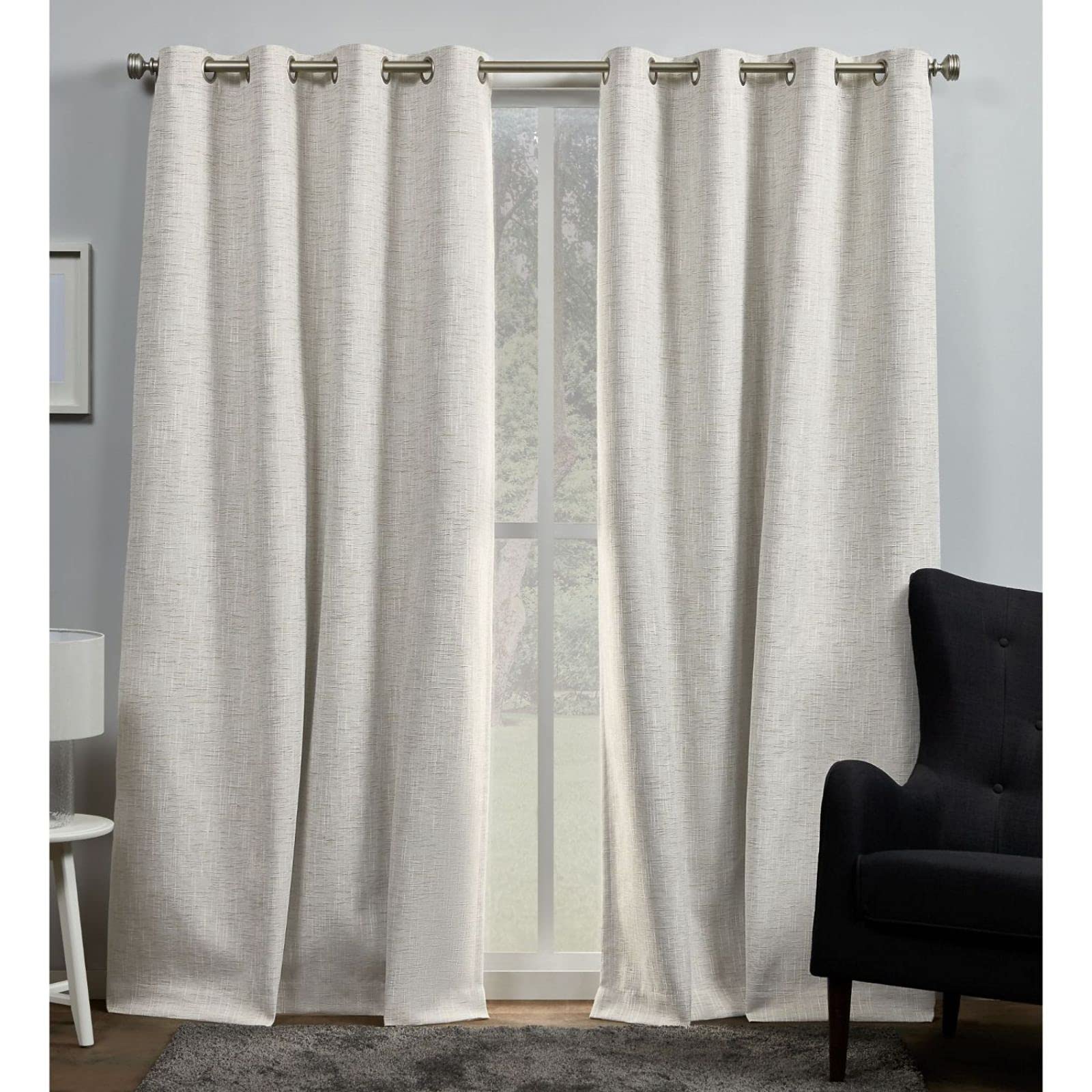 Exclusive Home Curtains EH8460-01-2-84G Burke Blackout Grommet Top Curtain Panel Pair, 52x84, Latte