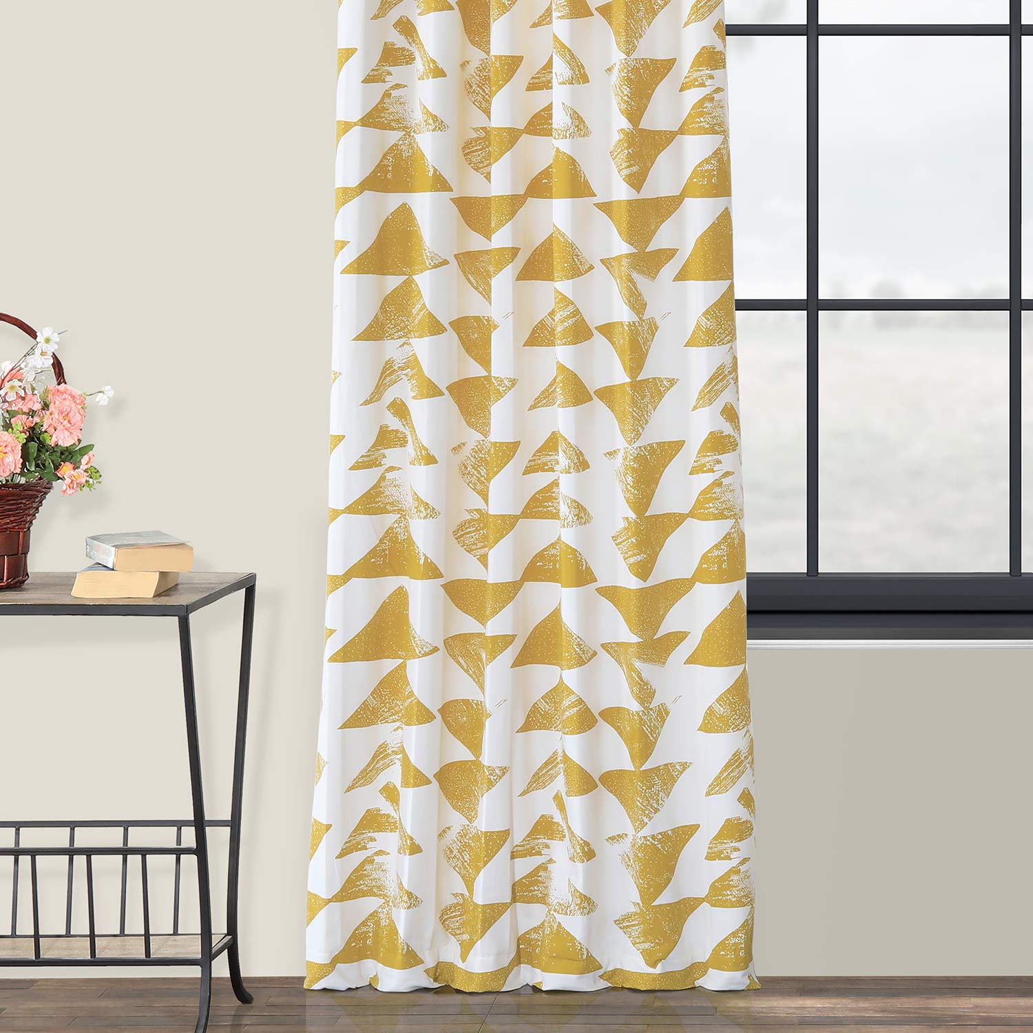 HPD Half Price Drapes Printed Cotton Twill Curtains For Room Décor 50 X 96 (1 Panel), PRTW-D35-96, Triad Gold