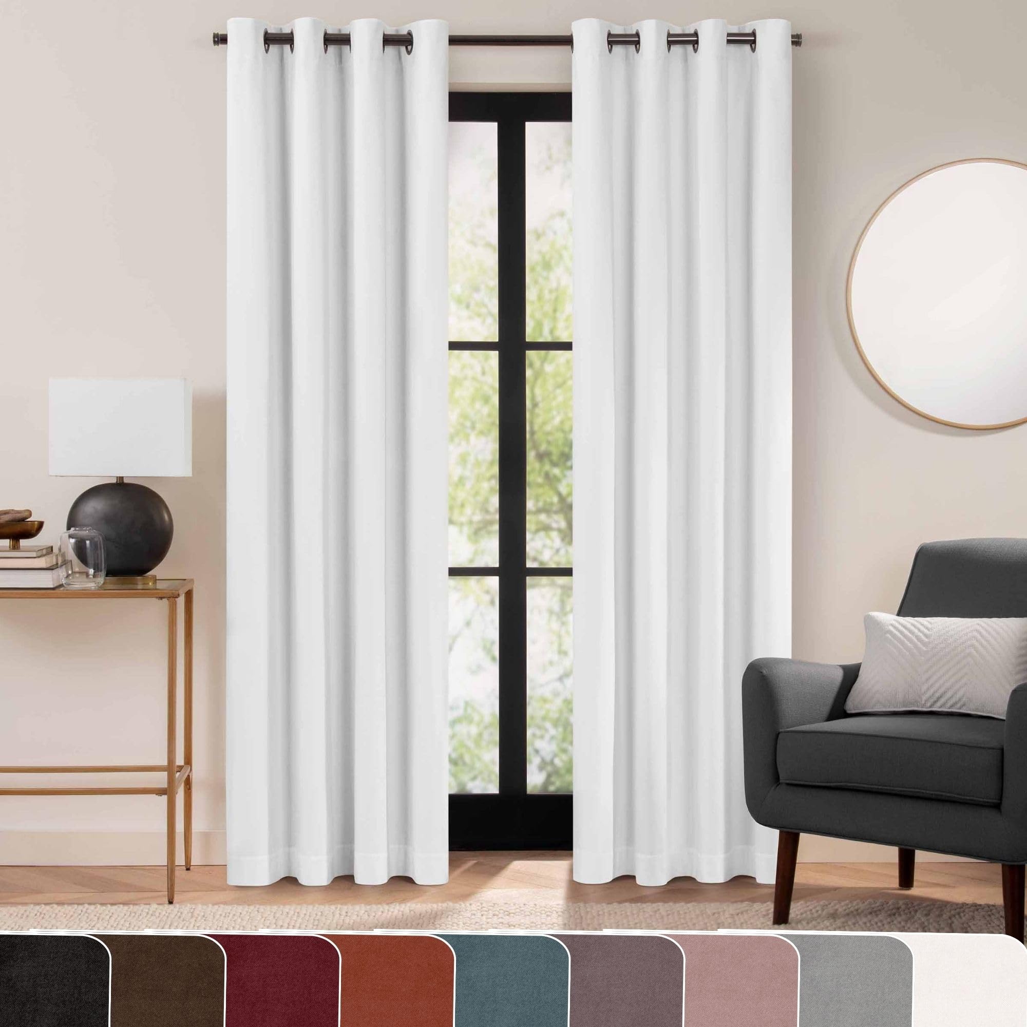 Eclipse Luxury Cotton Velvet 100% Blackout Rod Pocket Back Tab 84" x 50" Curtain Window Panel in White