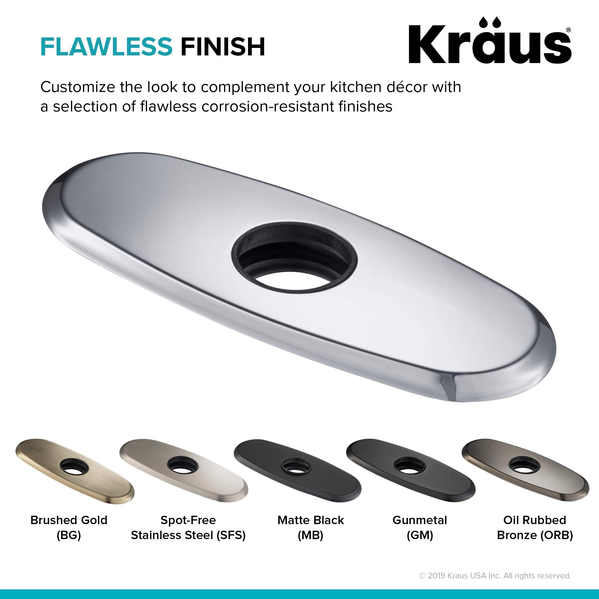 KRAUS Deck Plate for Bathroom Faucet in Chrome, BDP02CH