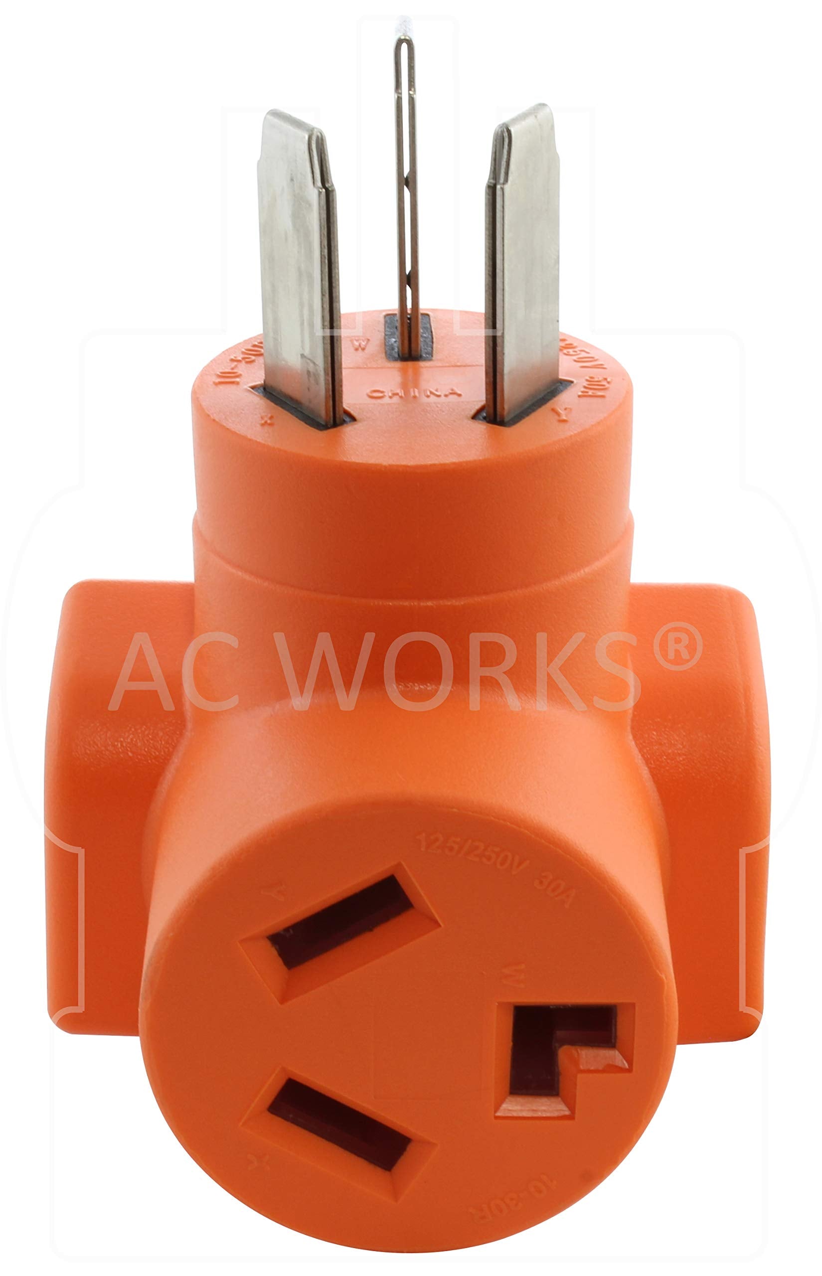 AC WORKS 10-50P 50-Amp 3-Prong Old Style Dryer/Range Plug to 10-30R 3-Prong Dryer Outlet (Compact)