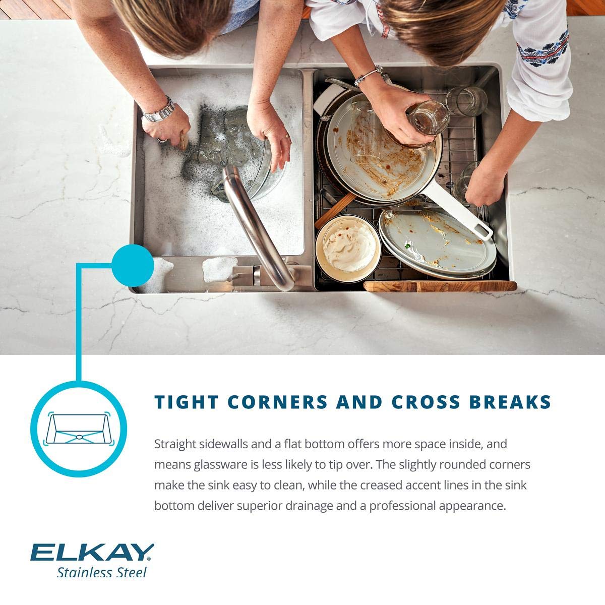 Elkay Crosstown ECTSR25229TBG5 Single Bowl Dual Mount Stainless Steel Sink Kit