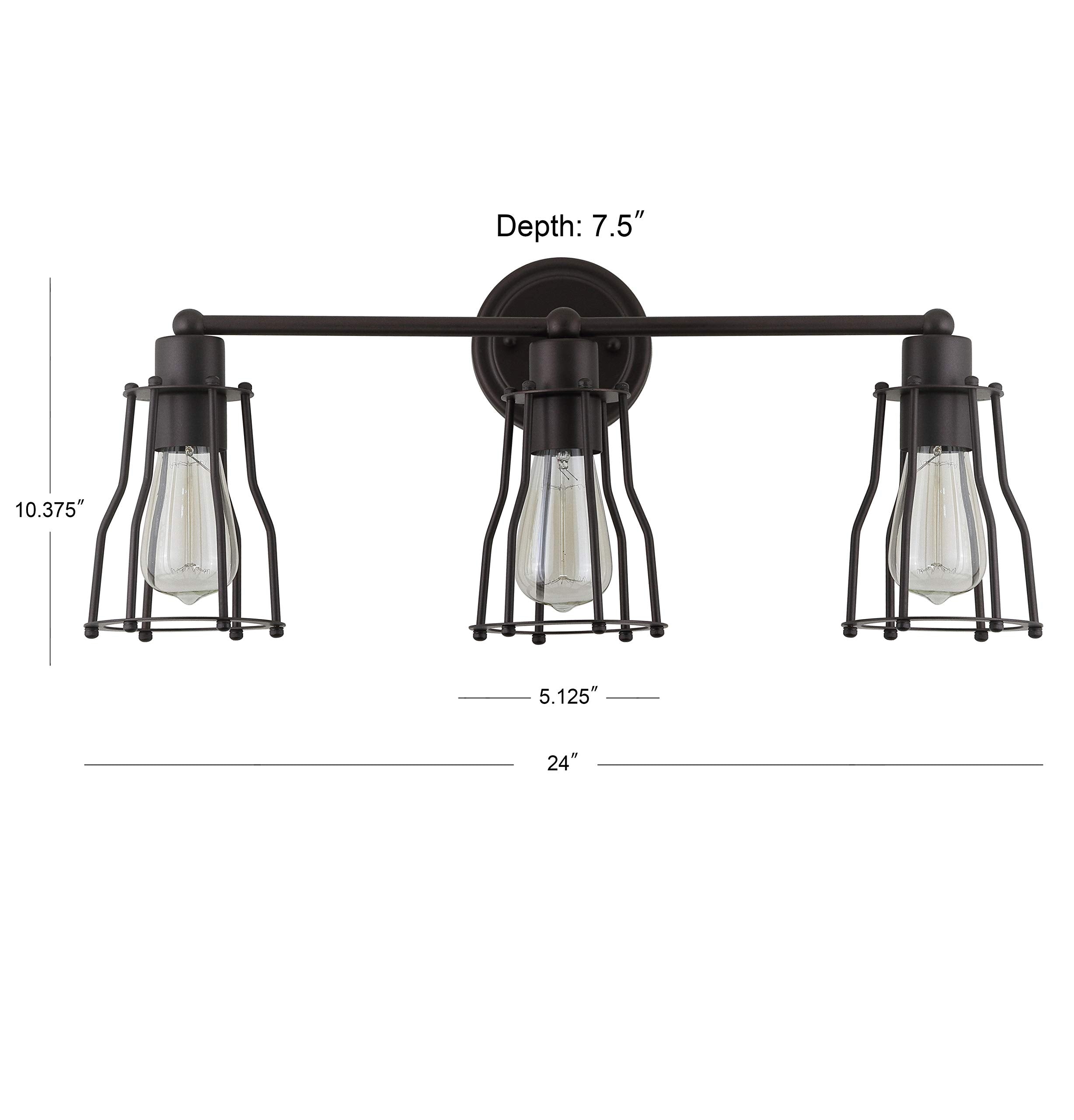 JONATHAN Y JYL7421A Florence 24" 3-light Metal Industrial Vanity Light Contemporary Reversible 2200K EDISON 25W Bulbs Included for Bathroom Hallway Living Room Bedroom Mirror, Oil Rubbed Bronze