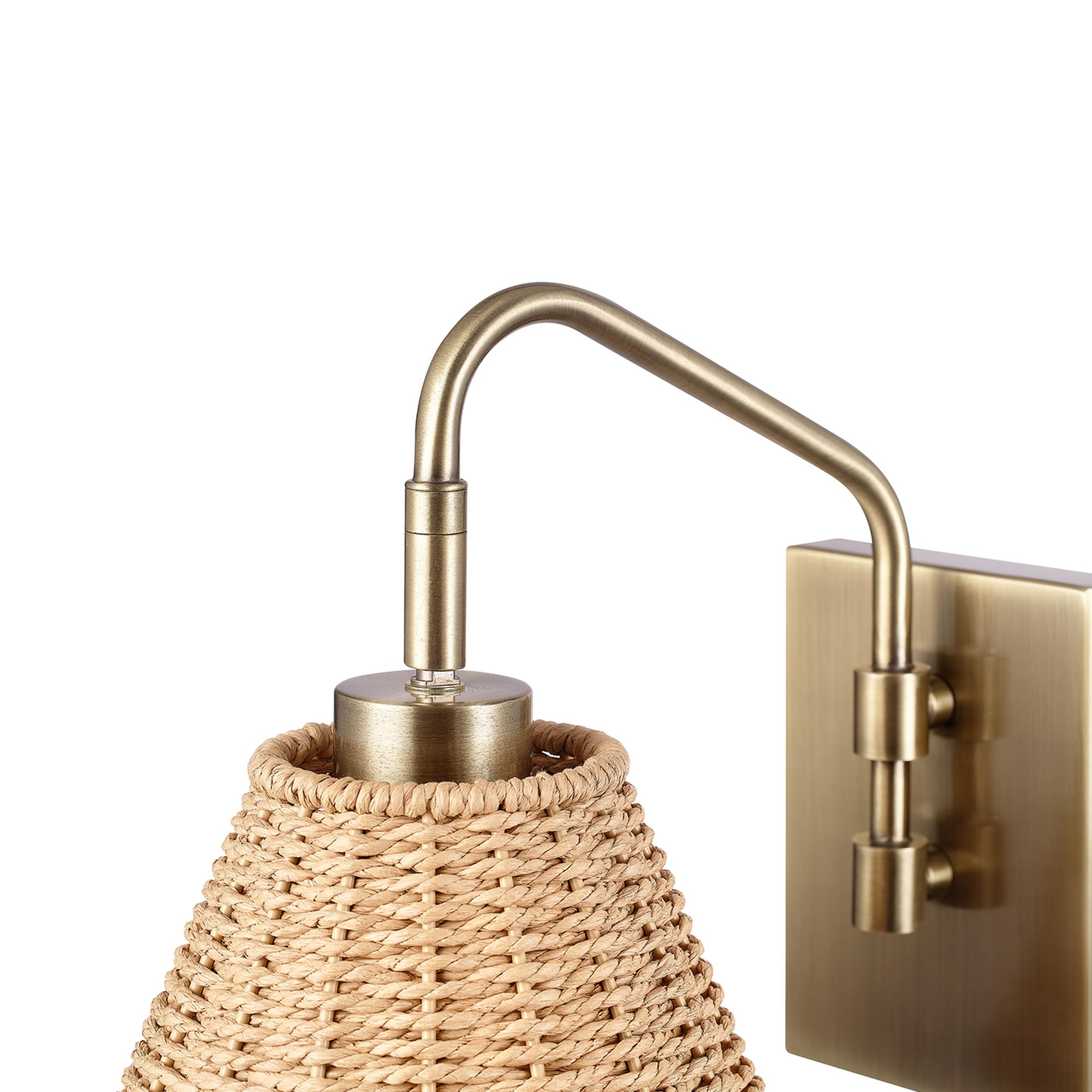 Globe Electric Novogratz x 65000052 Novogratz x Globe 1-Light Wall Sconce, Matte Brass Finish, Rattan Shade, On/Off Pull Chain Switch, Wall Lighting, Kitchen Sconces, Wall Lights for Living Room