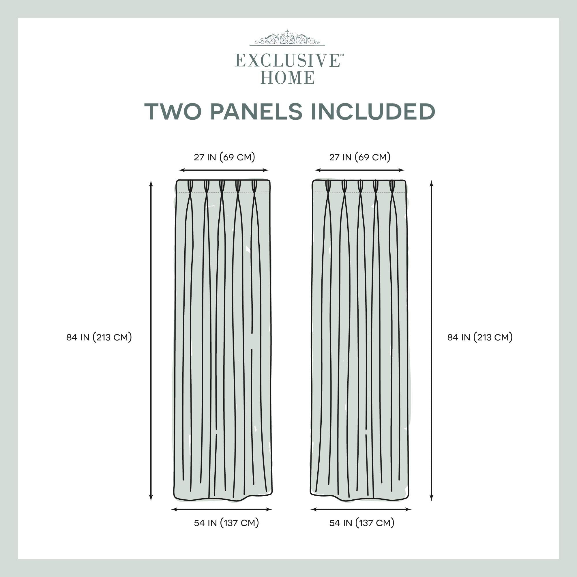 Exclusive Home Loha Light Filtering Pinch Pleat Curtain Panel Pair, 84" Length, Winter White