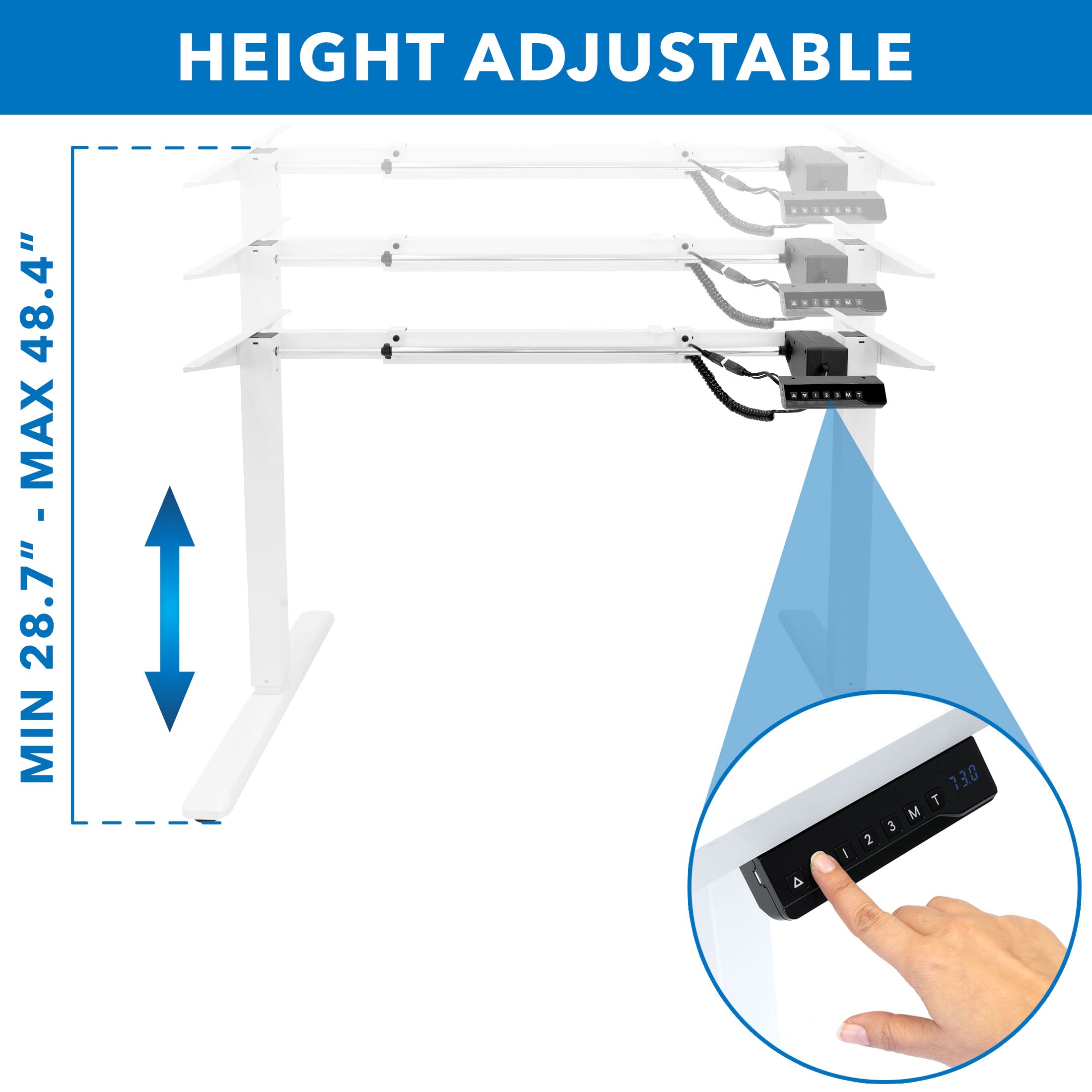 Mount-It! Electric Standing Desk Frame | Height Adjustable Motorized Sit Stand Desk Base with Controller | Single Motor Stand Up Ergonomic Workstation | Steel Legs | White