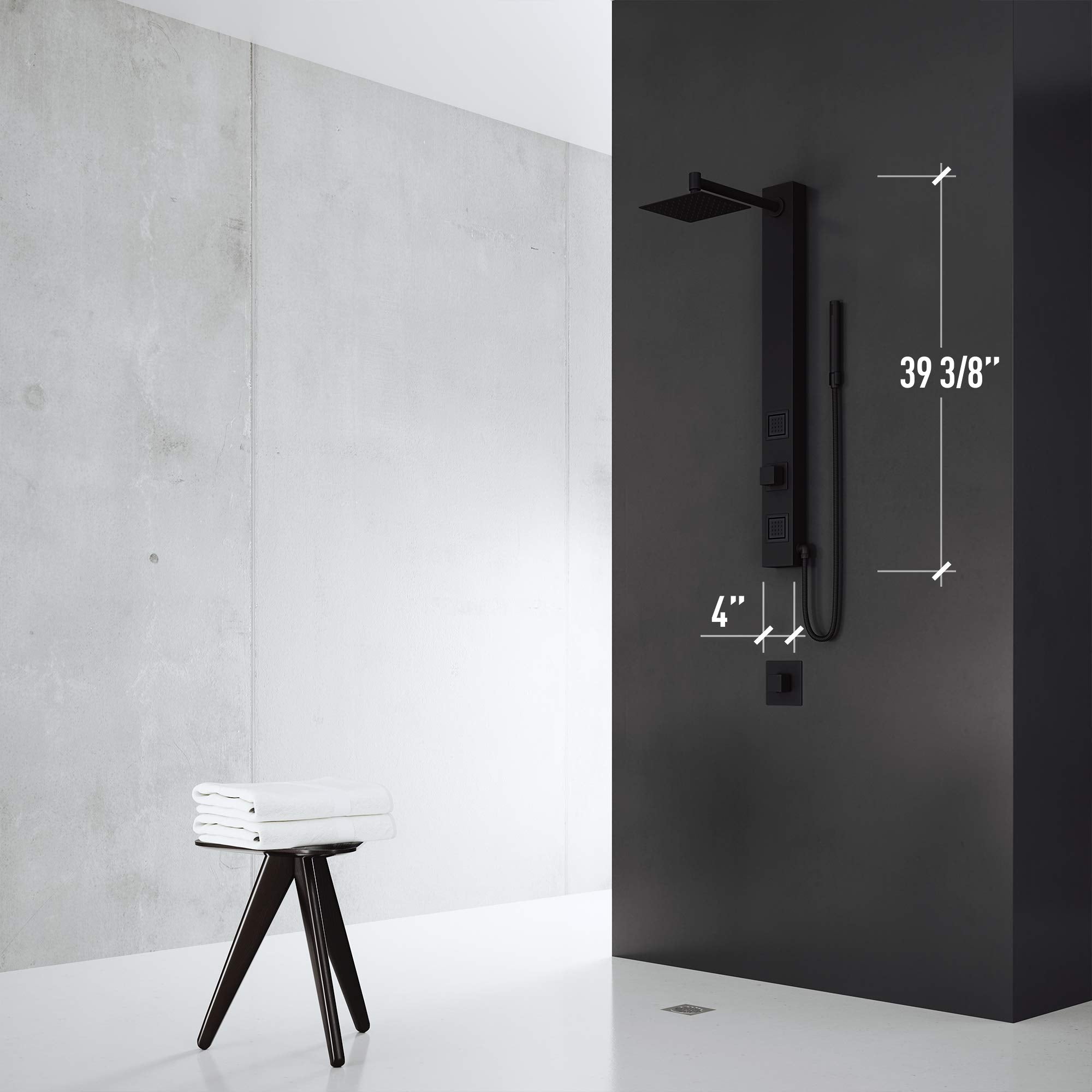 VIGO VG08014MB Orchid 4.0" L -2.38" W -39.38" H Retro-Fit Shower Massage Panel 2 -Jet High Pressure Shower System with Knob Handle Control Type, Brass Hardware in Matte Black Finish