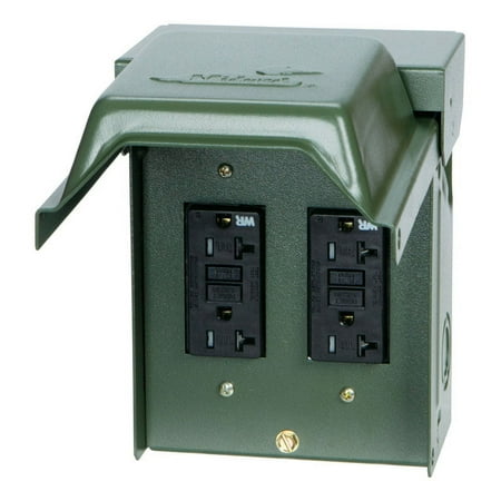 GE Backyard 20A Green Residential Grade 5-20R GFCI Outlet with 2 Receptacles