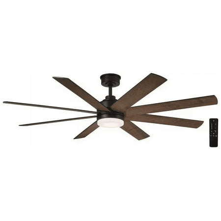 Celene 62 in. Integrated CCT LED Indoor/Outdoor Matte Black Ceiling Fan with Whiskey Barrel Blades and Remote Control