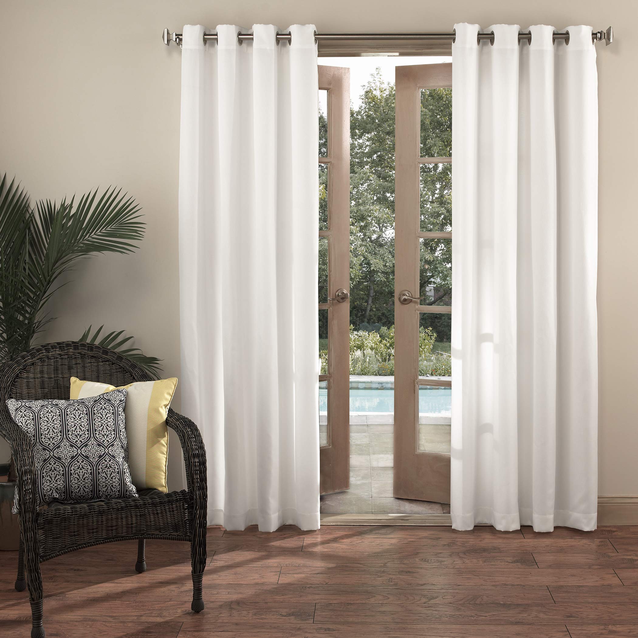 Sun Zero Marina Indoor/Outdoor UV Protectant Energy Efficient Grommet Curtain Panel, 54" x 95", White