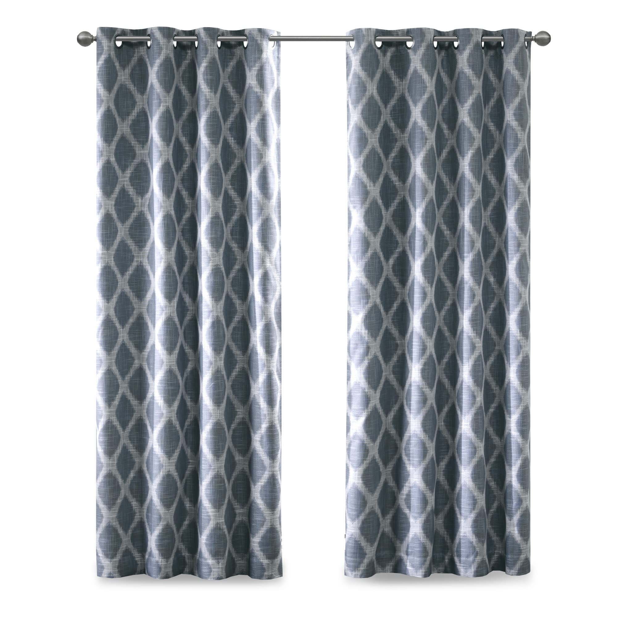 Sun Smart Blakesly Blackout Curtains Patio Window, Ikat Print, Grommet Top Living Room Decor, Living Room Decor, Thermal Insulated Light Blocking Drape for Bedroom and Apartments, 50" x 95", Navy