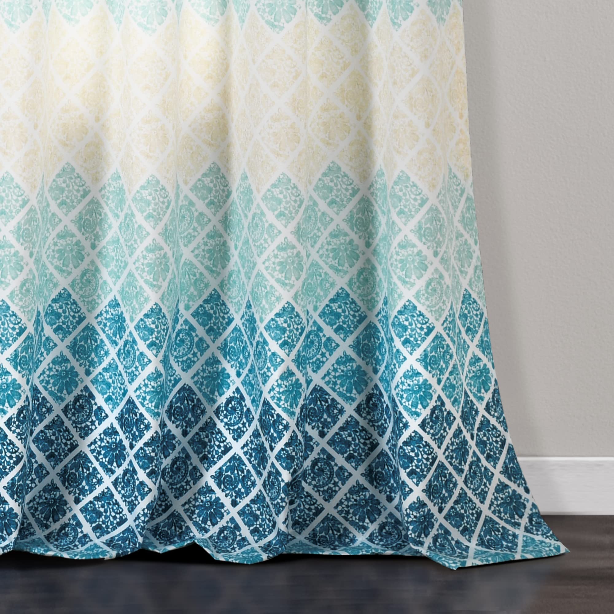 Lush Decor Medallion Ombre Window Curtain Panel Pair, 84" L x 52" W, Blue & Navy