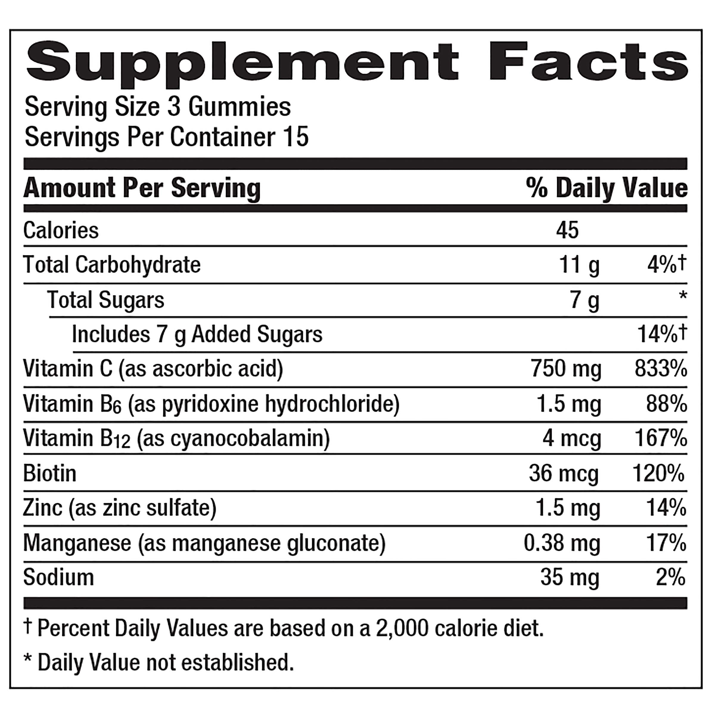 Emergen-C 750mg Vitamin C Gummies for Adults, Immunity Gummies with B Vitamins, Gluten Free, Orange, Tangerine and Raspberry Flavors - 45 Count