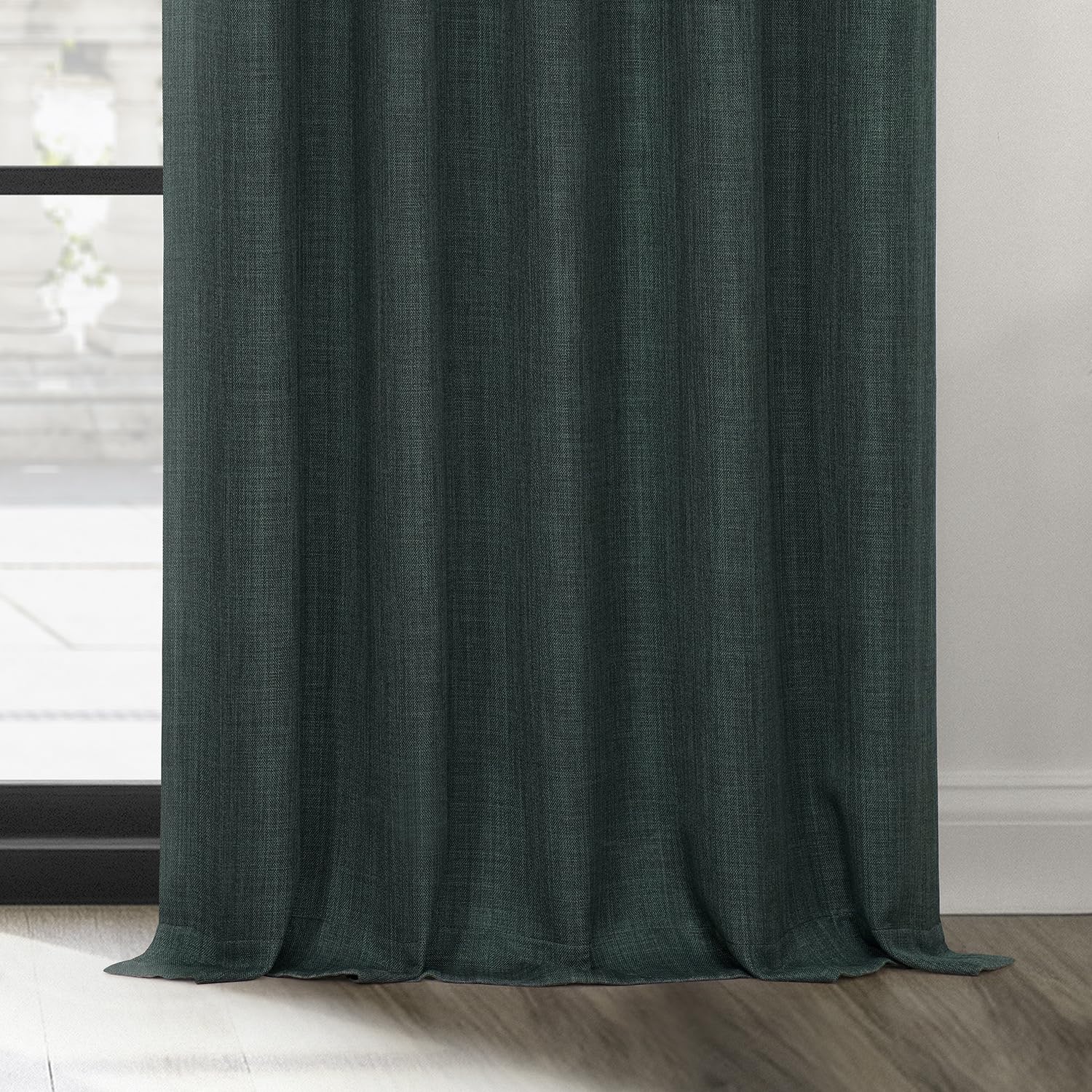 HPD Half Price Drapes - Faux Linen Curtains for Living Room (1 Panel) - 50W X 96L - Textured Room Darkening Curtains for Bedroom 96 Inches Long - Drapes for Home Decor, Focal Green