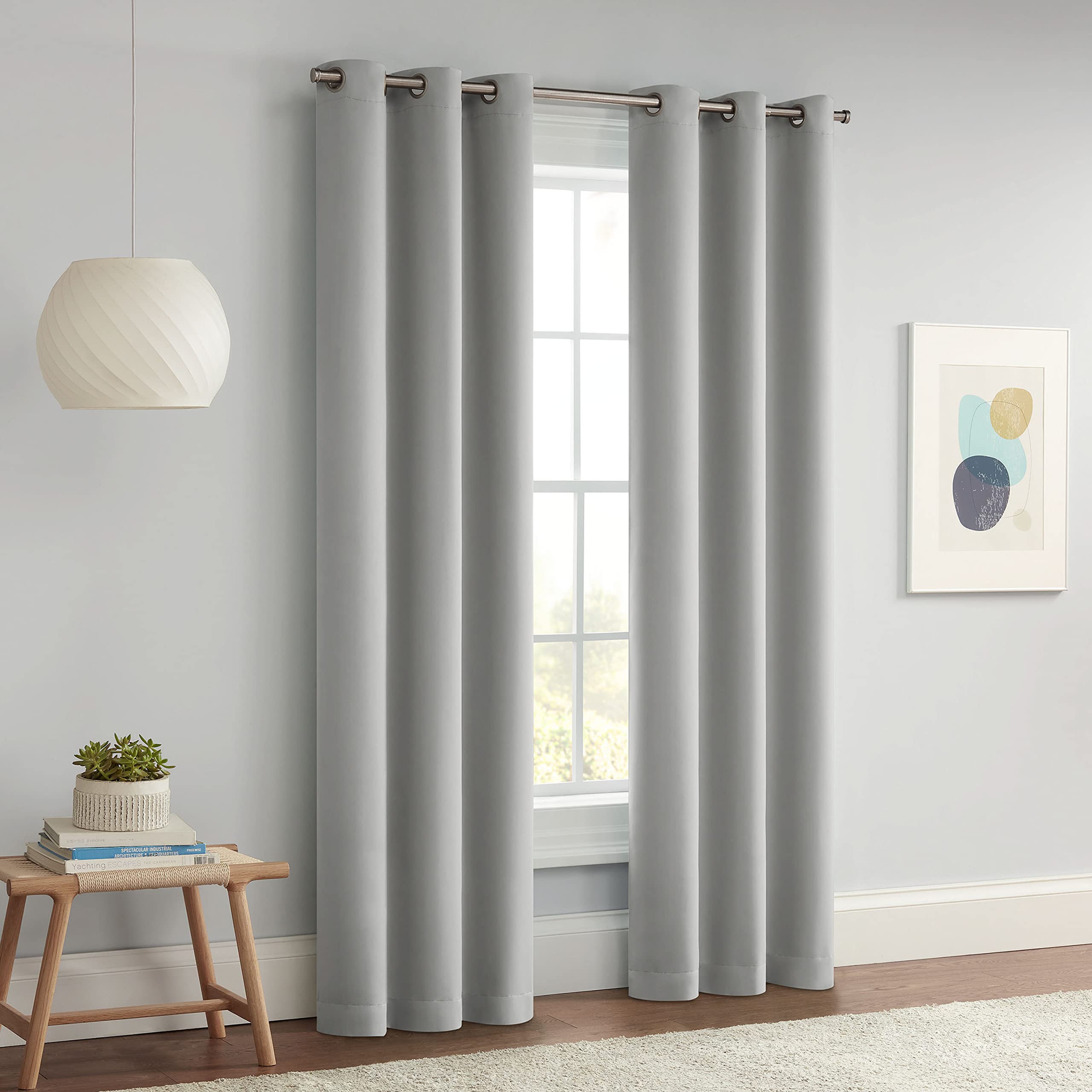 Eclipse Darrell Modern Blackout Thermal Grommet Window Curtains for Bedroom or Living Room (Single Panel), 37 in x 84 in, Gray