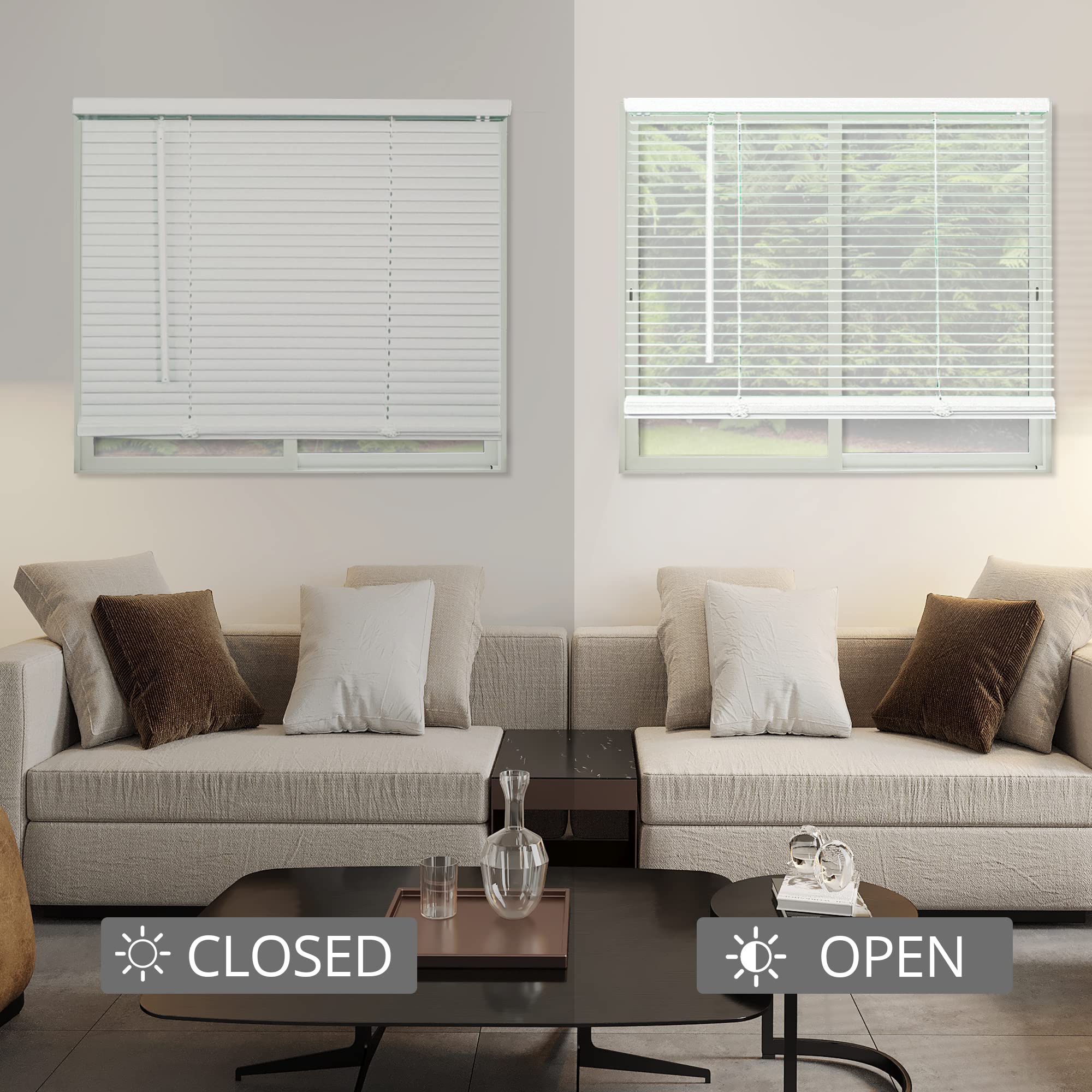 CHICOLOGY Blinds for Windows , Mini Blinds , Window Blinds , Door Blinds , Blinds & Shades , Camper Blinds , Mini Blinds for Windows , Horizontal Window Blinds , Gloss White, 35"W X 60"H