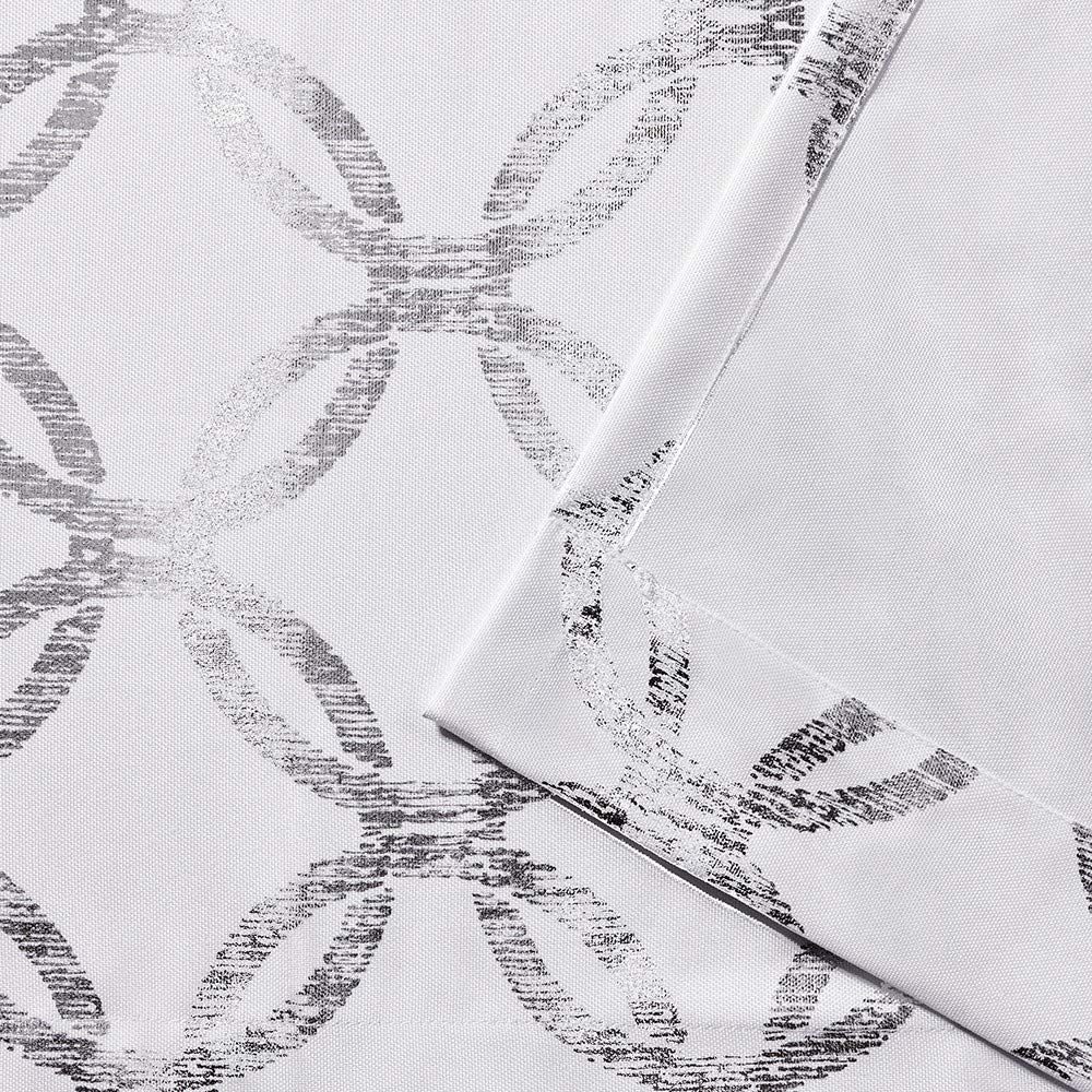 EXCLUSIVE HOME Modo Metallic Geometric Grommet Top Curtain Panel Pair, 54"x84", Winter White