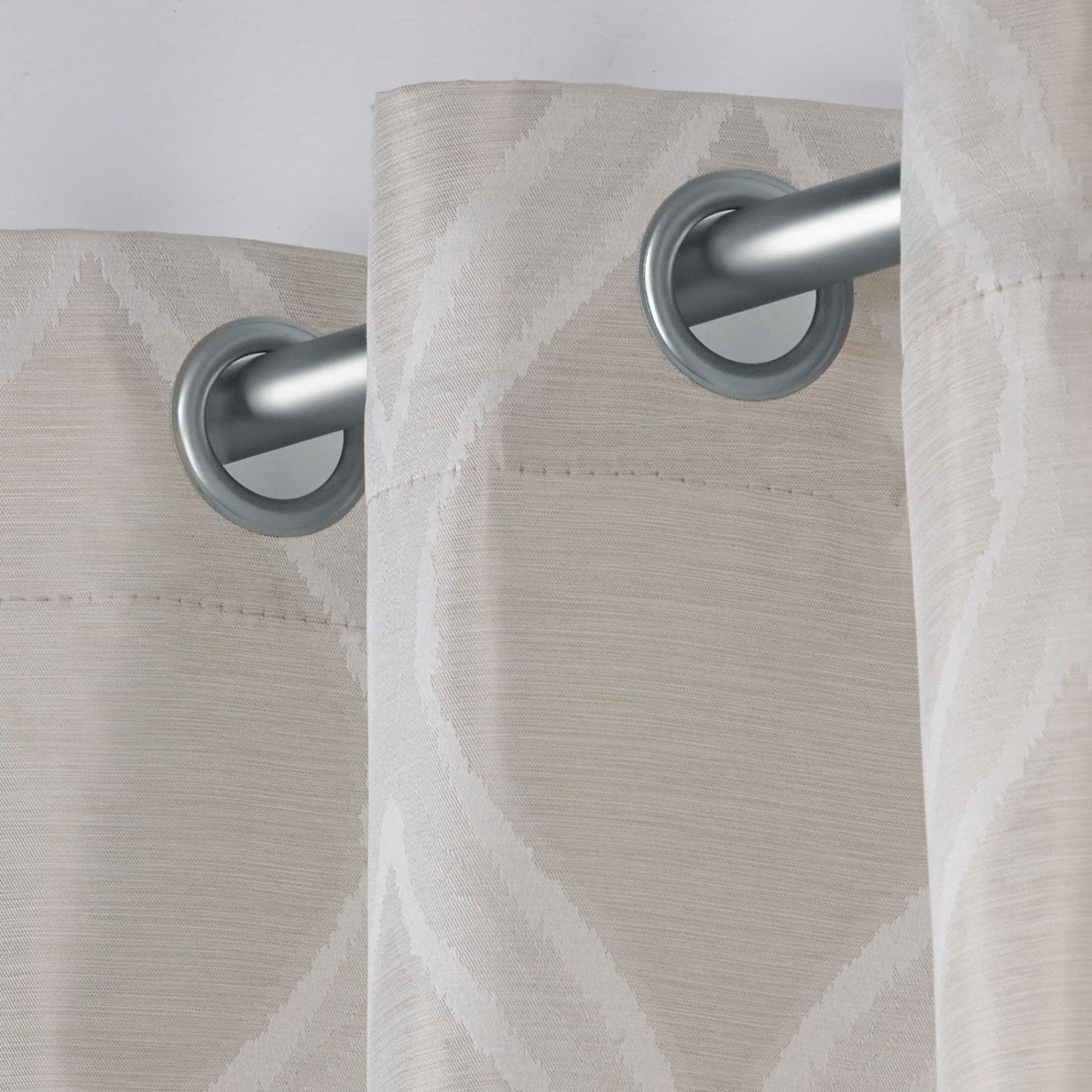 EXCLUSIVE HOME Montrose Ogee Geometric Textured Linen Grommet Top Curtain Panel Pair, 54"x84", Linen