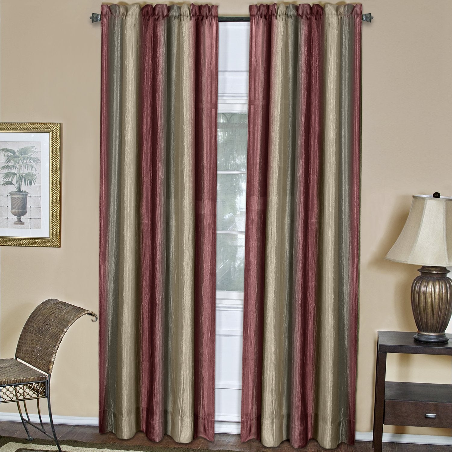 ACHIM Ombre Panel Light Filtering Semi-Sheer Window Curtain - 63 Inch Length, 50 Inch Width - Burgundy- Light Filtering Soft Polyester Drapes for Bedroom Living & Dining Room Home Decor