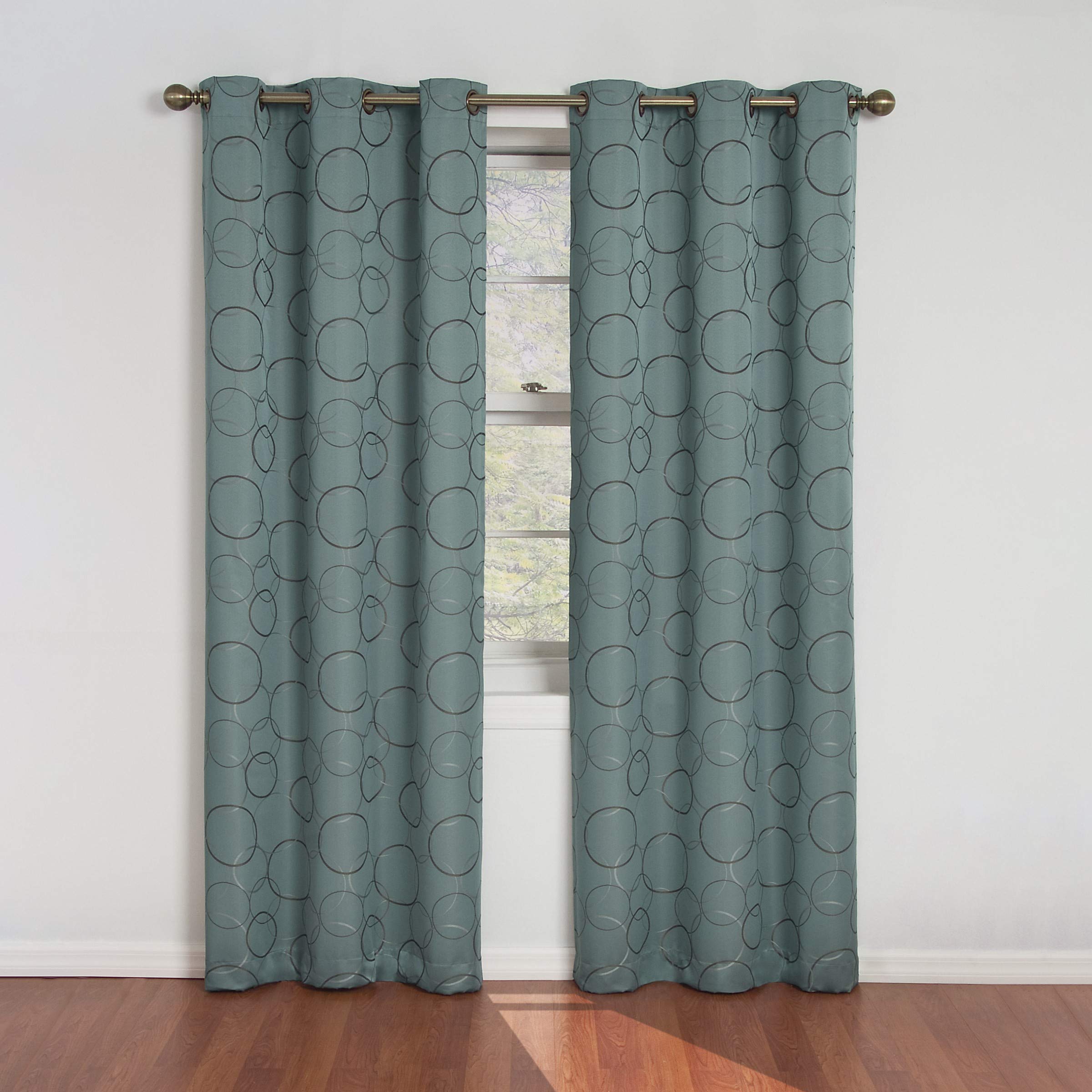 ECLIPSE Meridian Modern Blackout Thermal Grommet Window Curtain for Bedroom or Living Room (1 Panel), 42 in x 84 in, River Blue