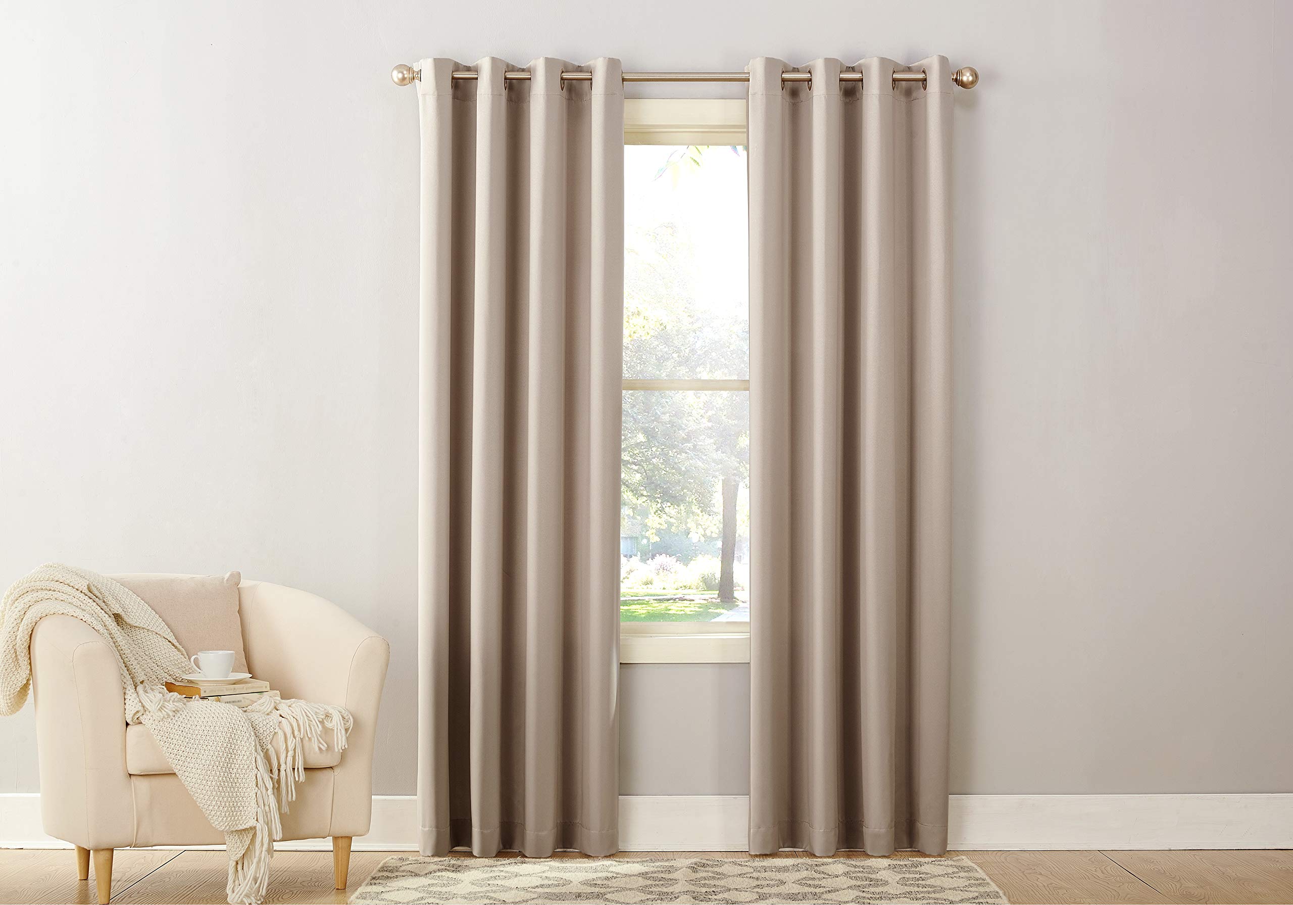 Sun Zero Becca Energy Efficient Grommet Curtain Panel, 40" x 84", Stone