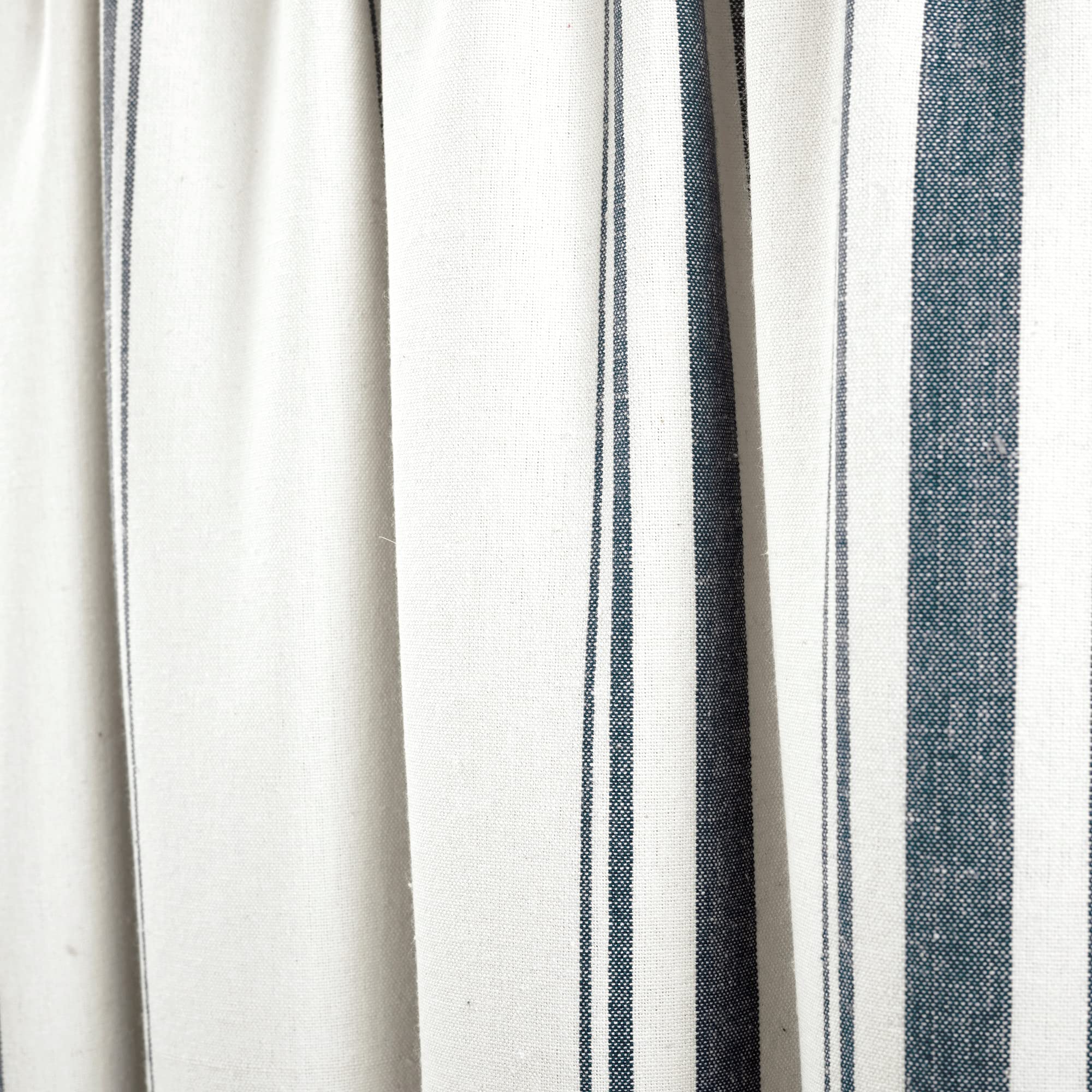 Lush Decor Farmhouse Stripe Yarn Dyed Recycled Cotton Window Curtain Valance, 18" L x 52" W, Navy - Classic Modern Rustic Charm - Eco Friendly Cotton Fabric