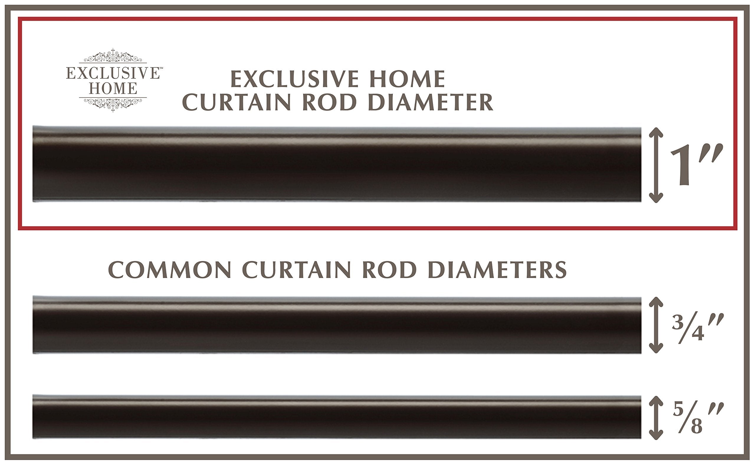 Exclusive Home Holden Wrap Around 1" Curtain Rod, Matte Bronze, 52"-72"