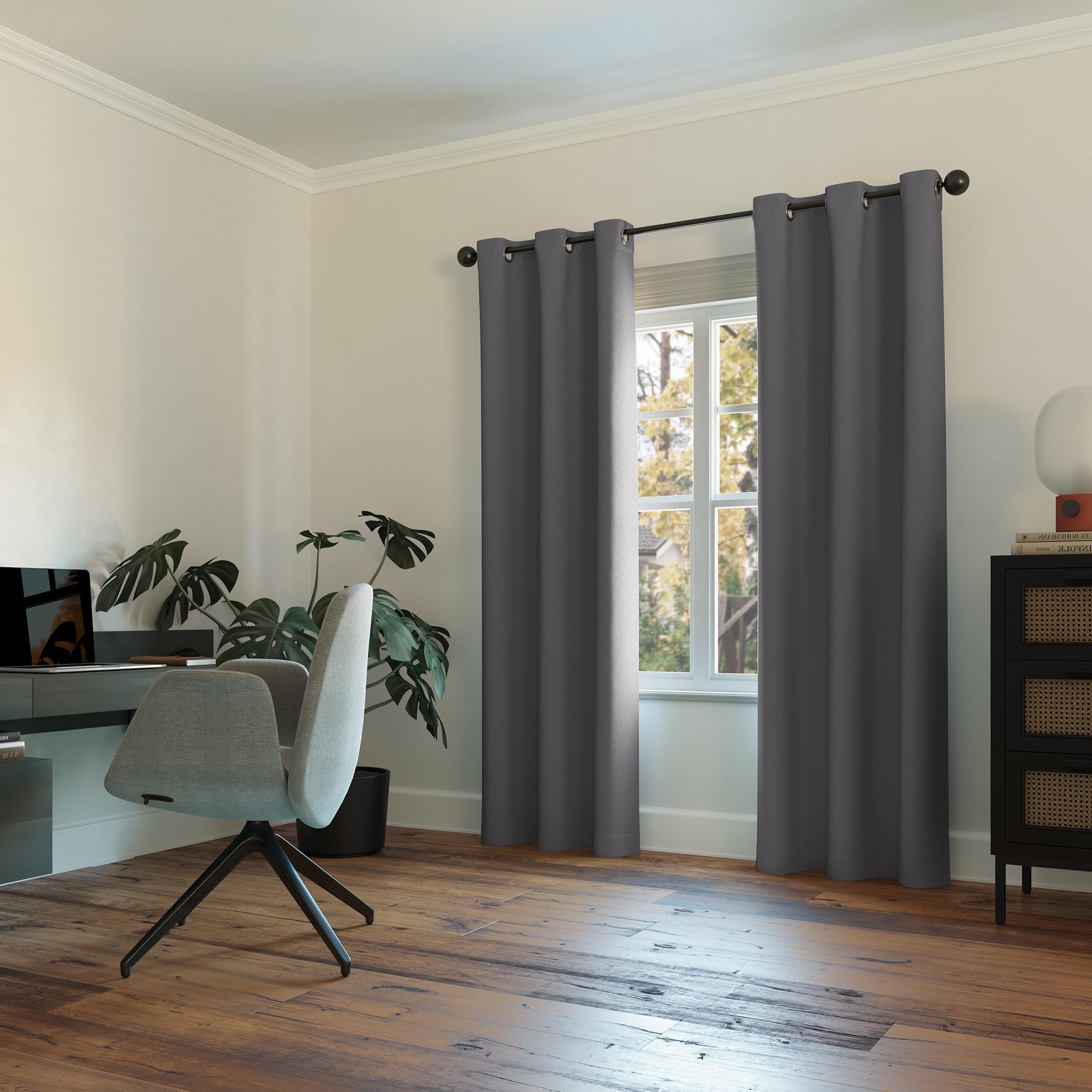 Sun Zero Easton Energy Saving Blackout Grommet Curtain Panel, 40" x 84", Charcoal