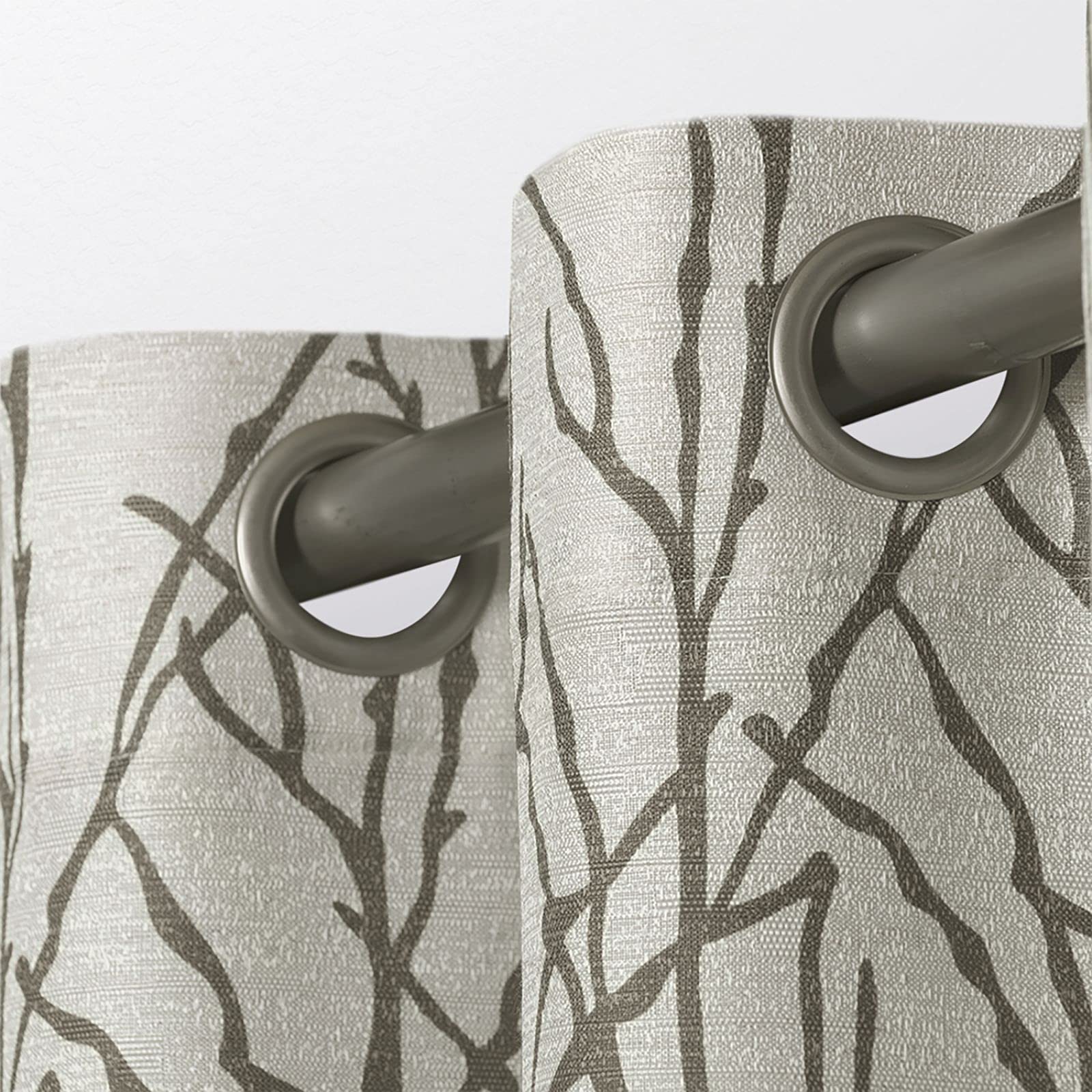 Exclusive Home Curtains - EH8271-02 2-63G Branches Linen Blend Window Curtain Panel Pair with Grommet Top, 54x63, Natural, 2 Piece