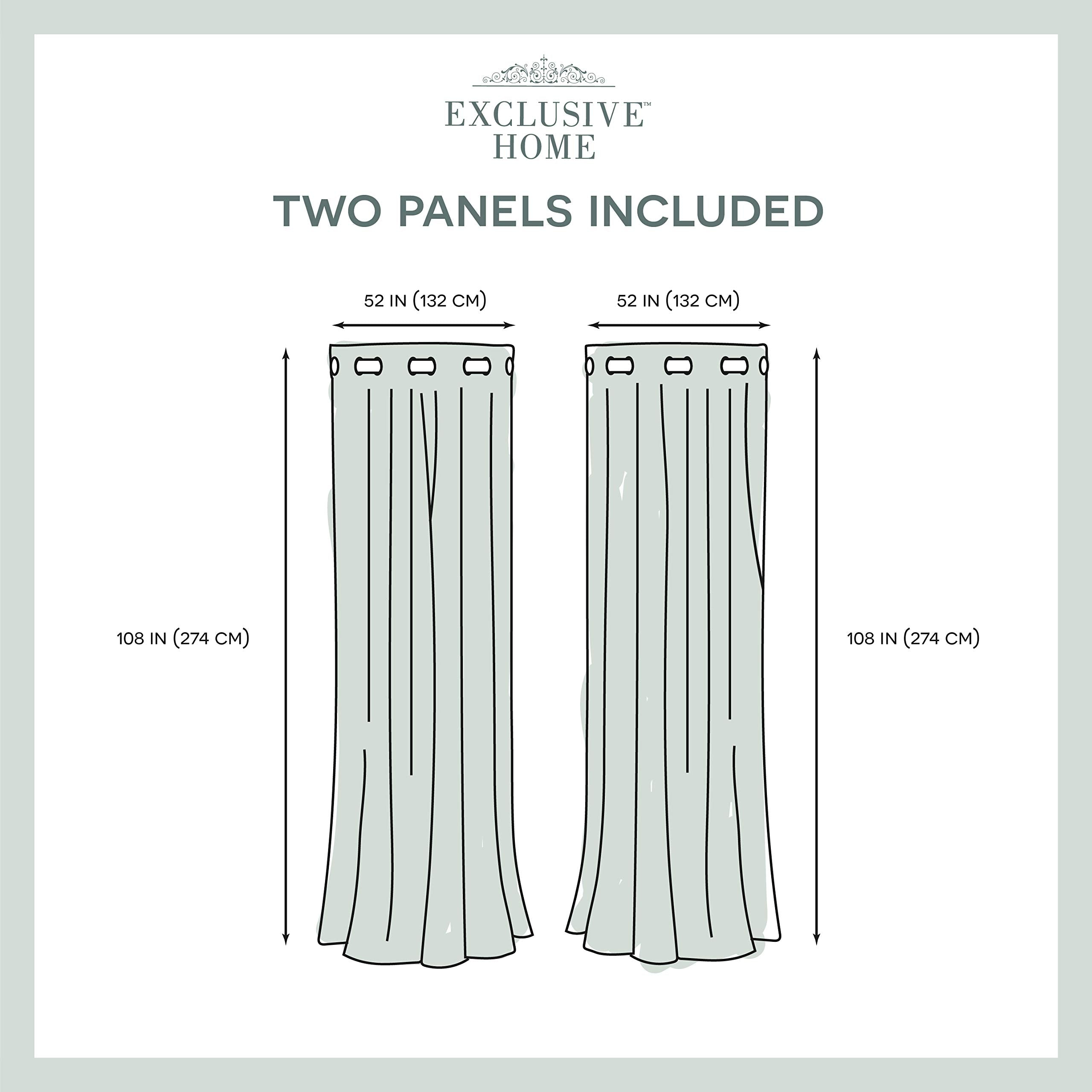 EXCLUSIVE HOME Kochi Light Filtering Linen Blend Grommet Top Curtain Panel Pair, 54"x108", Dove Grey