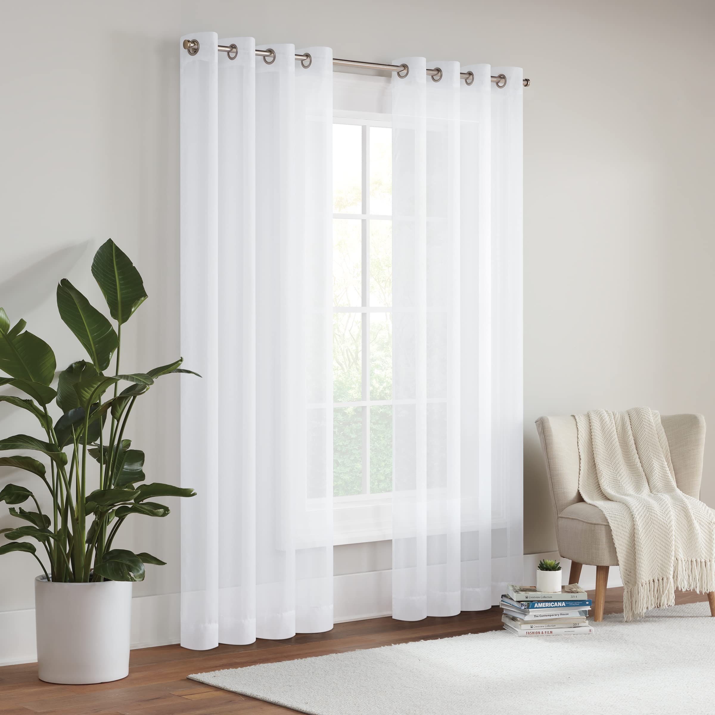 Eclipse Livia Sheer Rod Grommet 54 x 84 Curtain Panel in White