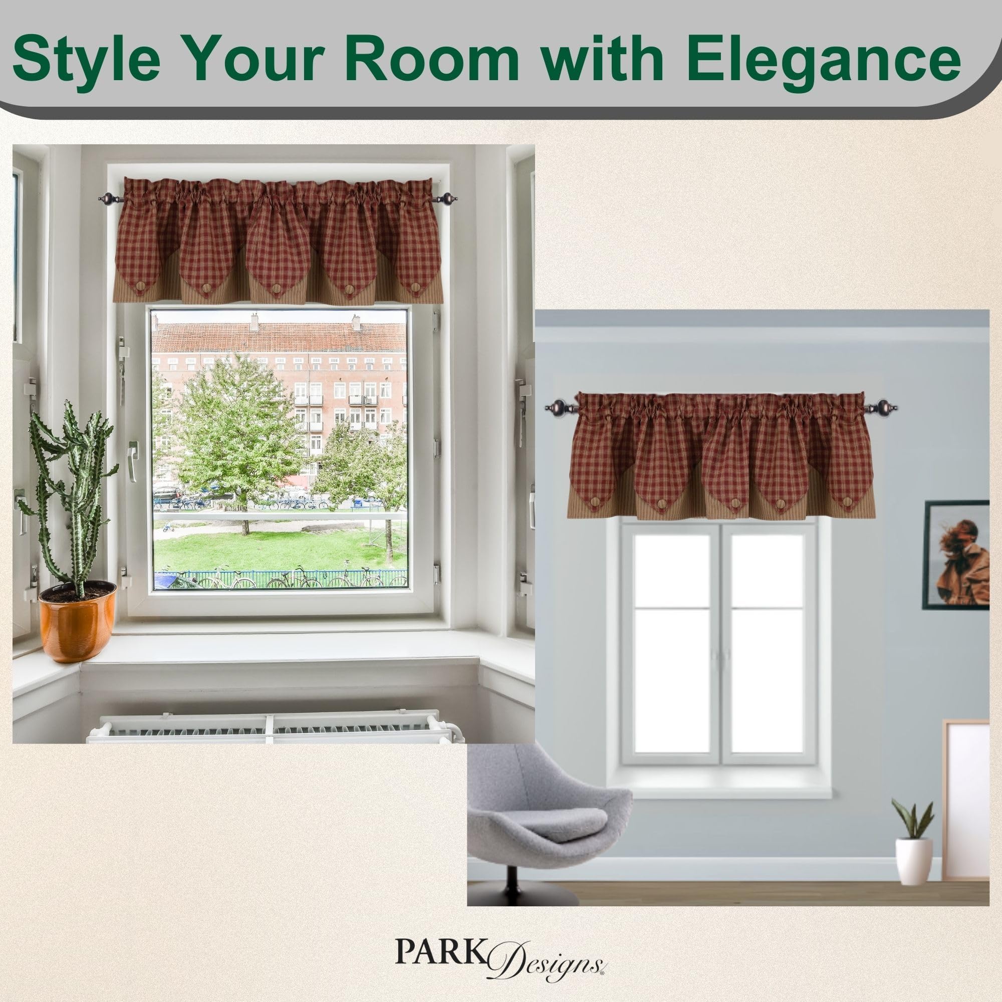 Sturbridge Lined Point Valance - Wine (72" wide x 15" long)