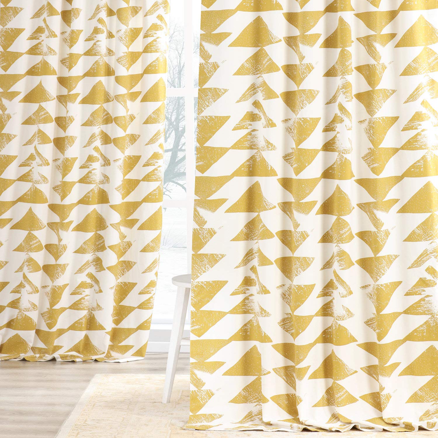 HPD Half Price Drapes Printed Cotton Twill Curtains For Room Décor 50 X 96 (1 Panel), PRTW-D35-96, Triad Gold