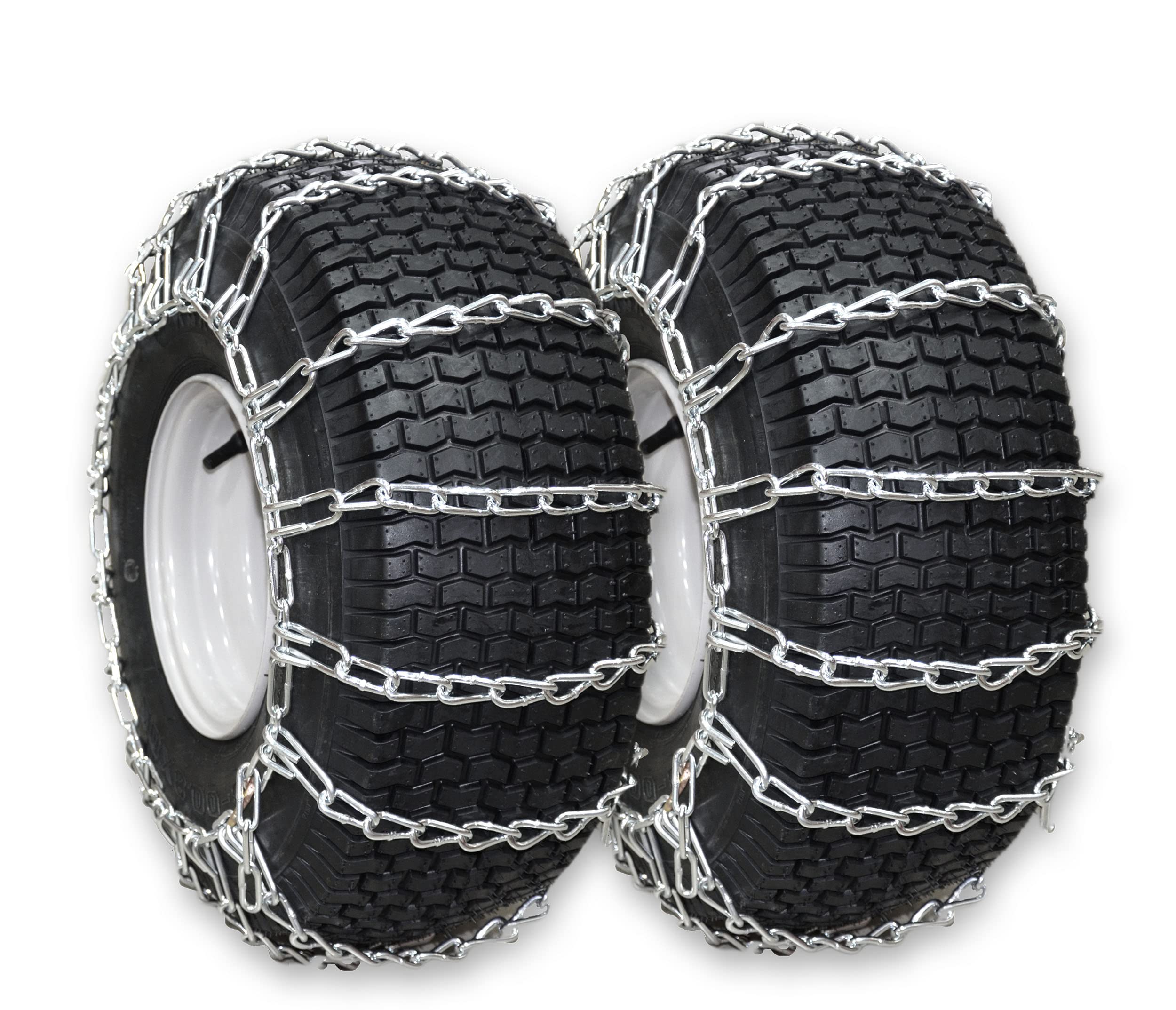 OakTen Set of 2 20x8x10 Tire Chains for Lawn Garden Tractors Mowers and Rider 2-Link Lawn Tractors Tire Chains