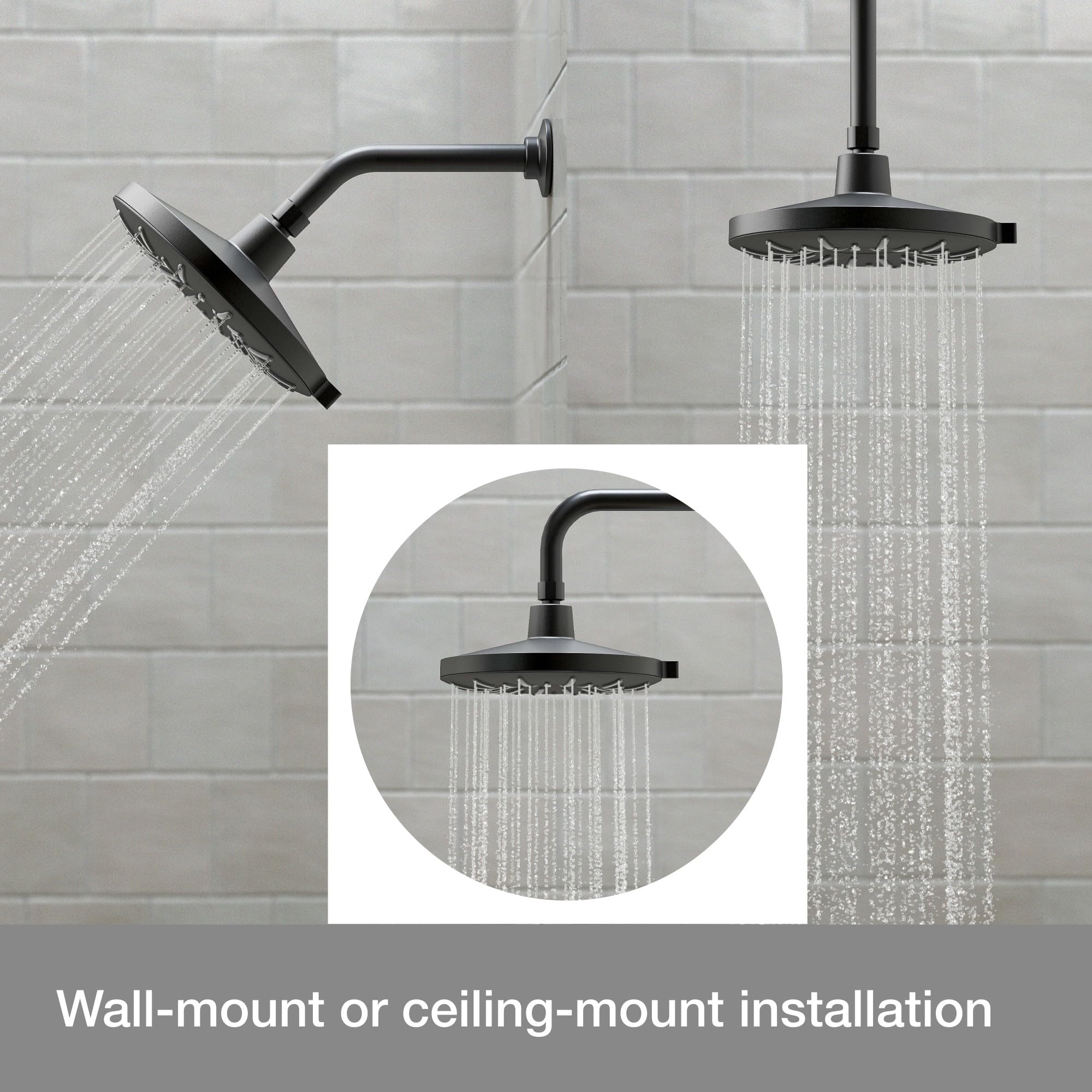 Bellerose 3-Spray Patterns 1.75 GPM 8 in. Wall Mount Fixed Shower Head in Matte Black