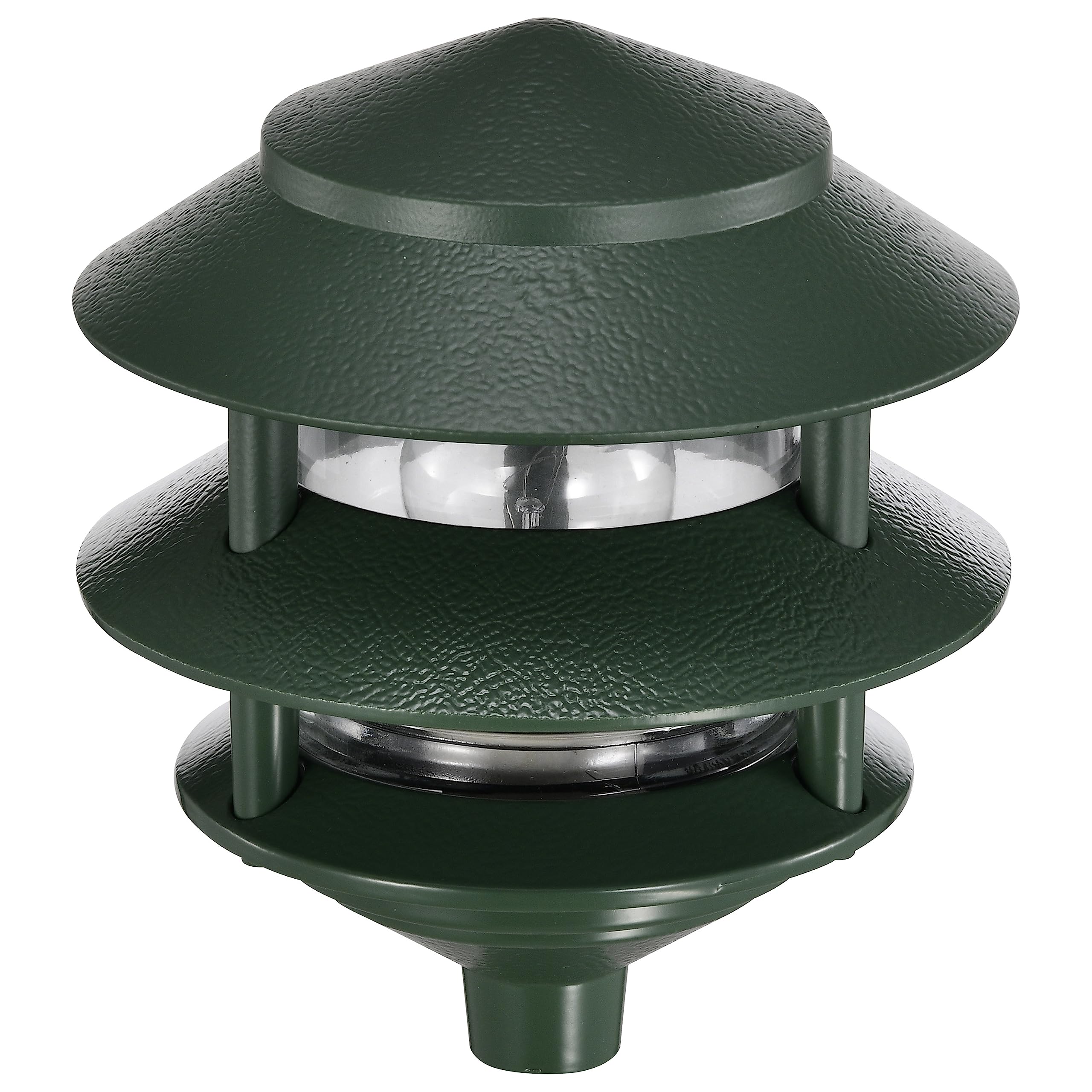 Nuvo SF77/323 One 2 Louver Hood Outdoor Pagoda Landscape Pathway Light, 2 Tier-Small, Green