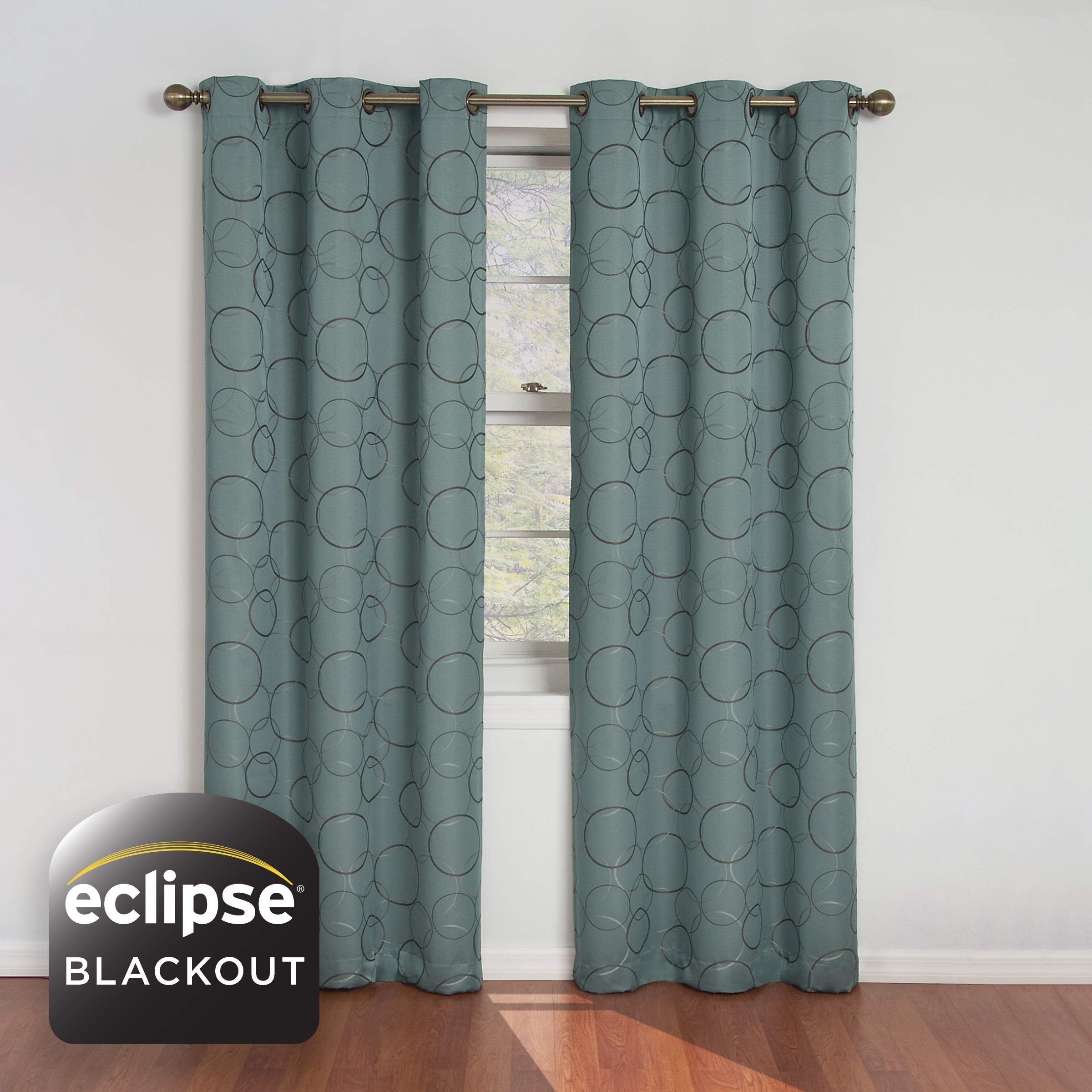 ECLIPSE Meridian Modern Blackout Thermal Grommet Window Curtain for Bedroom or Living Room (1 Panel), 42 in x 84 in, River Blue