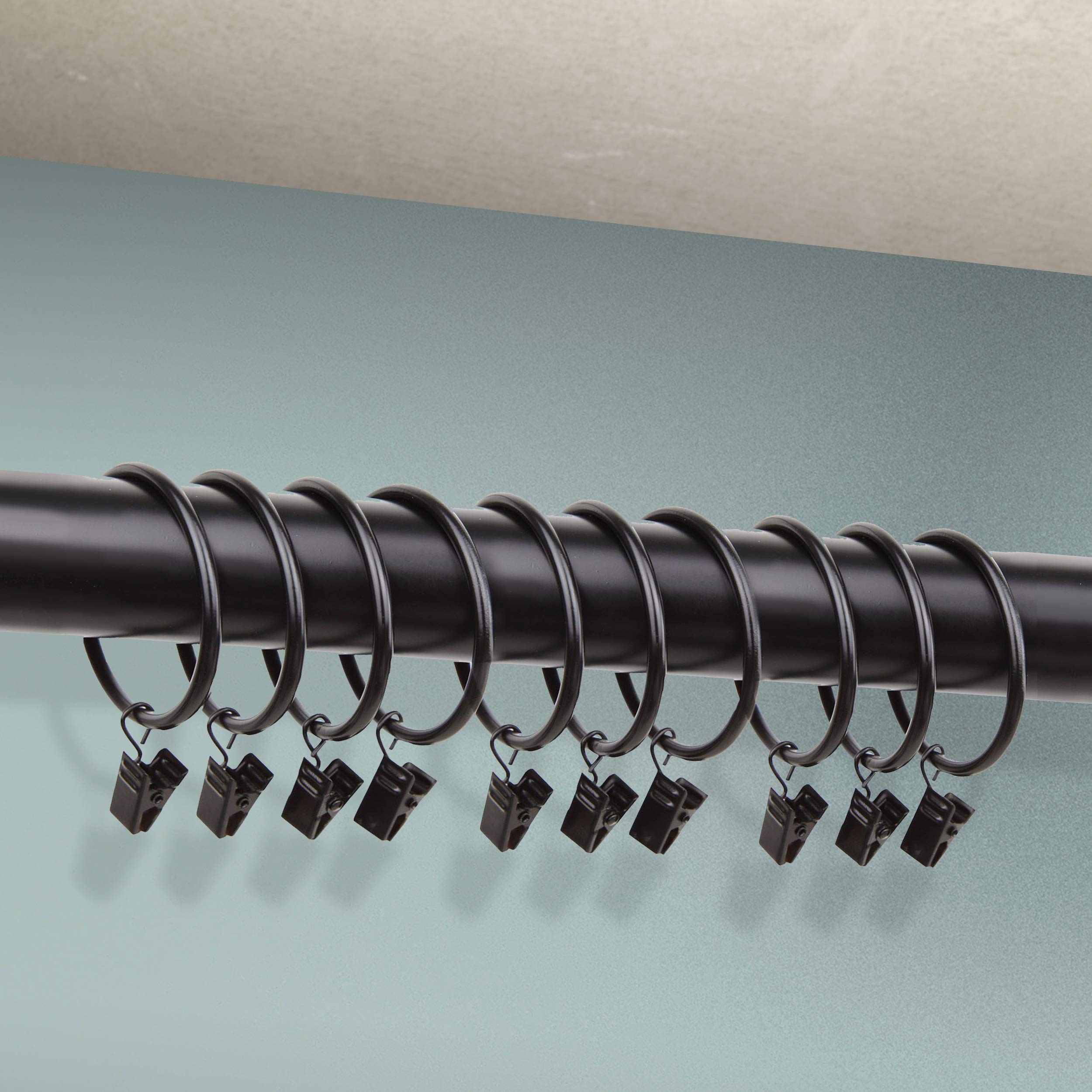 Rod Desyne 2 inch Curtain Rings w/Clip - Black