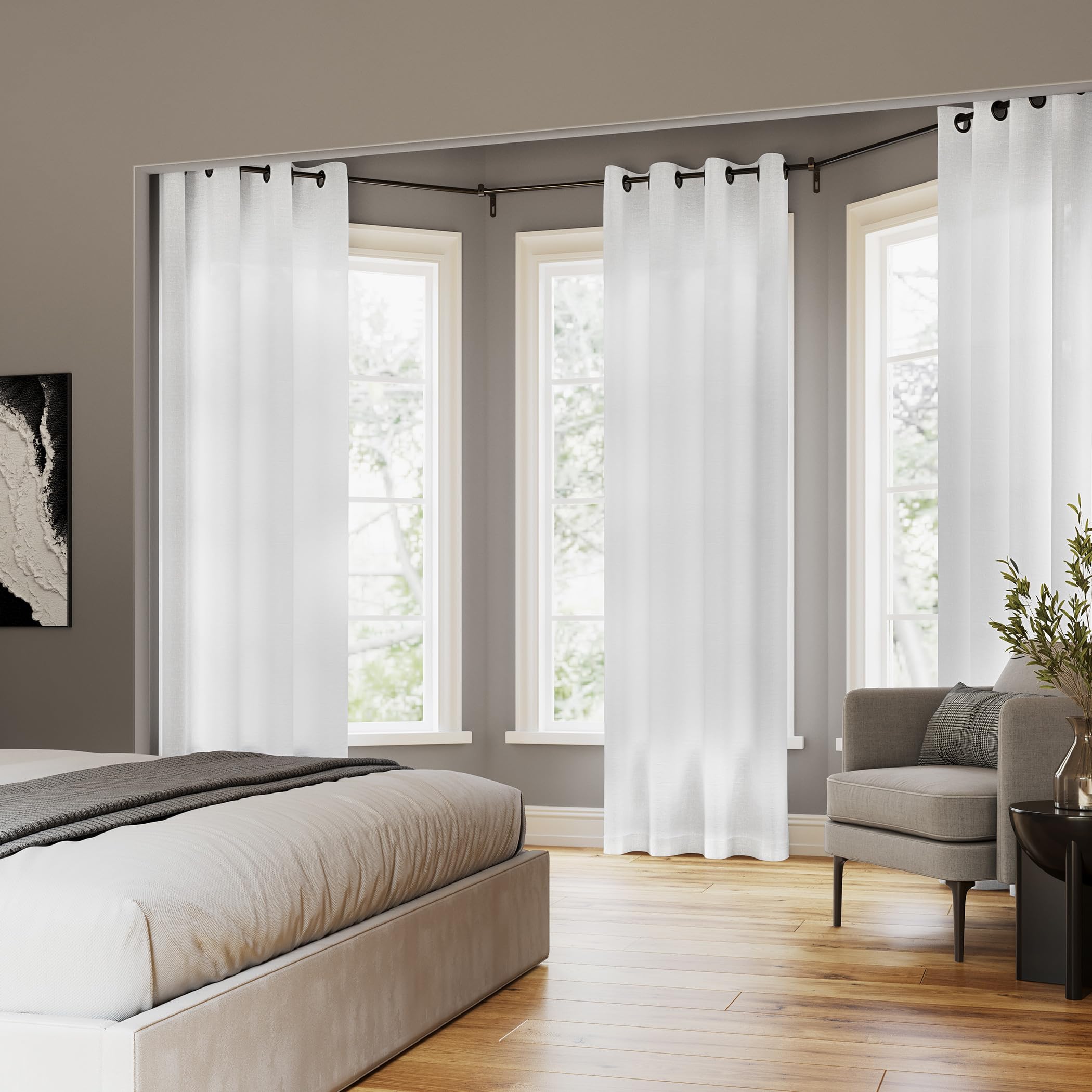 Archaeo Slub Textured Linen Blend Grommet Top Curtain, 52" W x 95" L, White