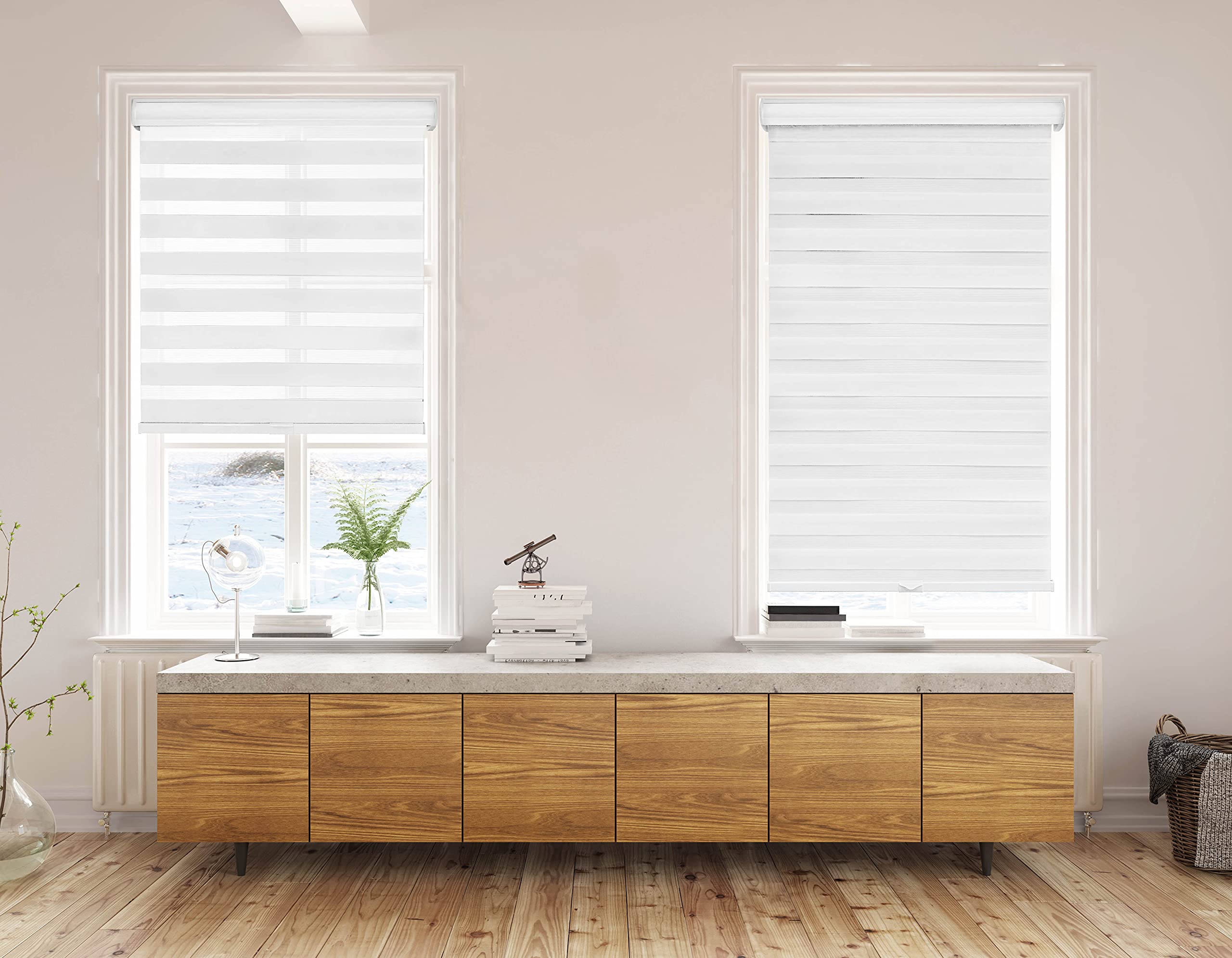 Lumi Cordless Light Filtering Zebra Shades - White 39" x 72"